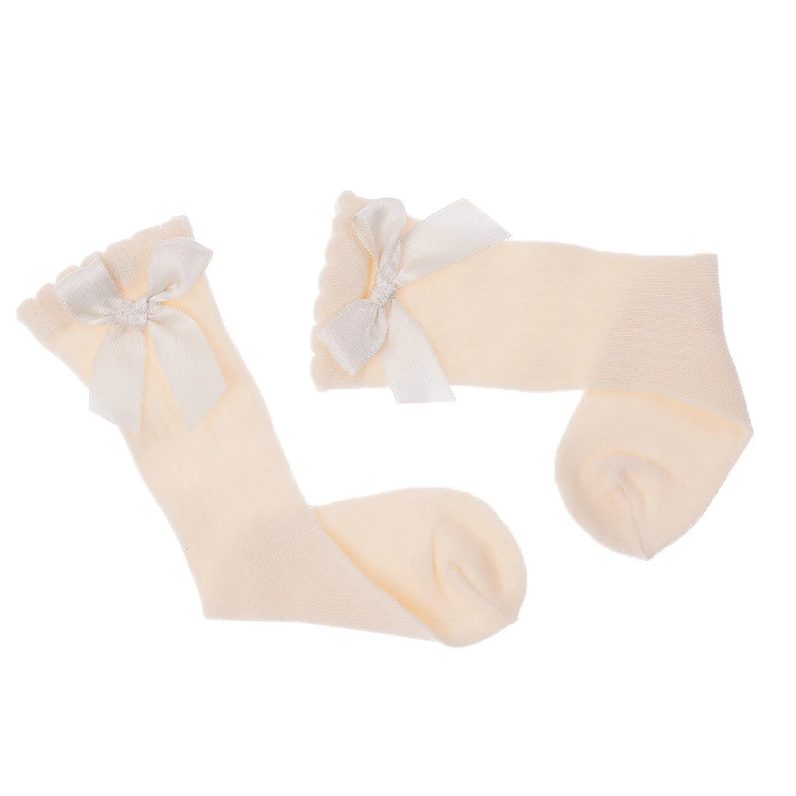 HelloBaby Girl Knee Socks - Ecru - mezetto ebebek ebebek