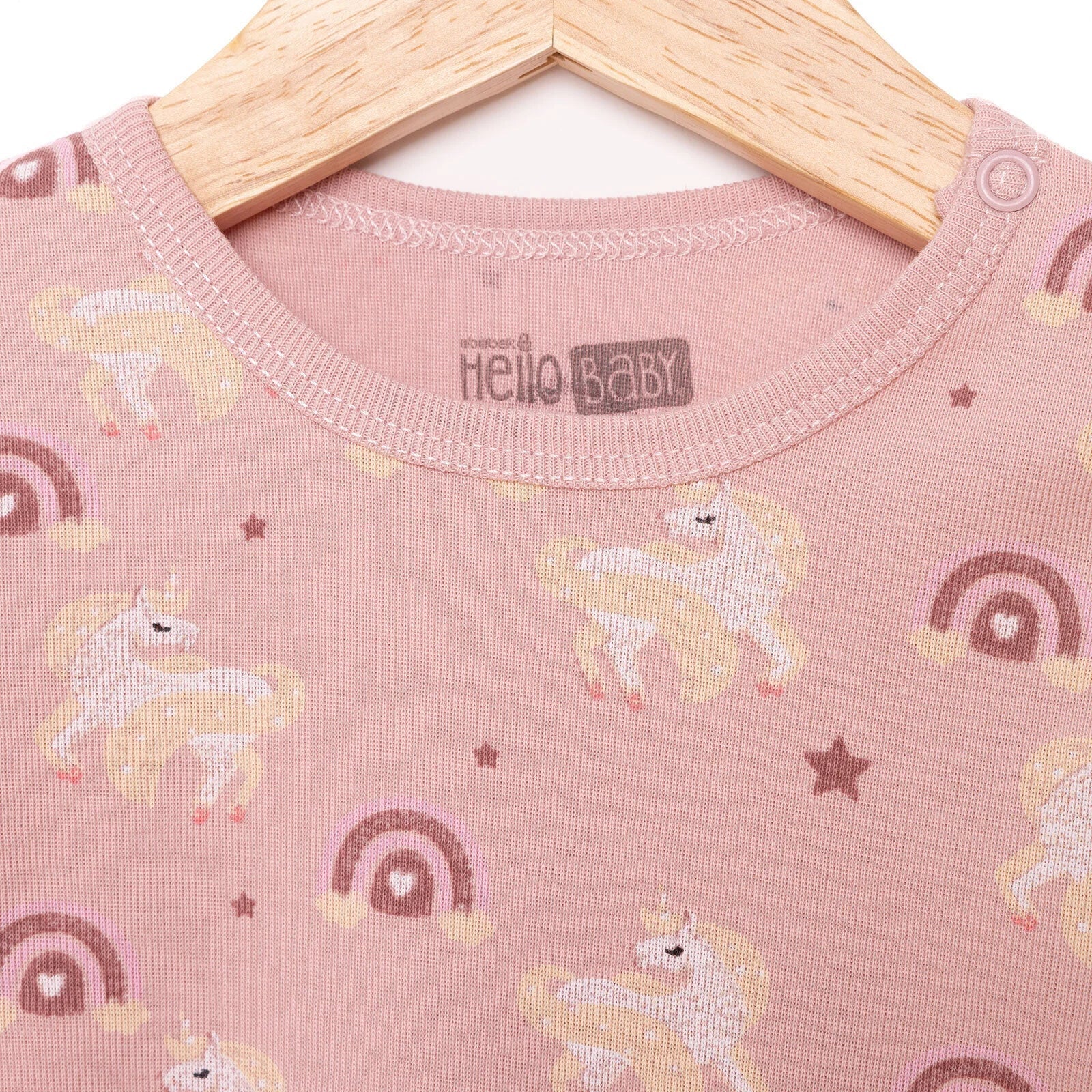 HelloBaby Girl Long Sleeve Bodysuit - Light Rose - mezetto ebebek ebebek