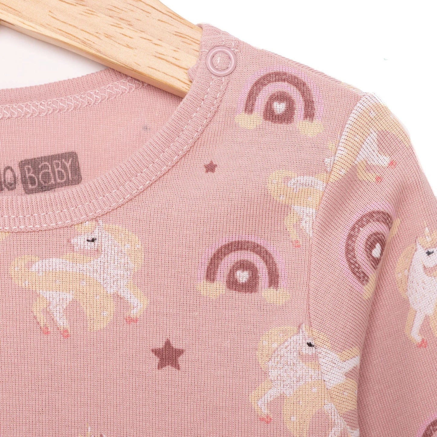 HelloBaby Girl Long Sleeve Bodysuit - Light Rose - mezetto ebebek ebebek