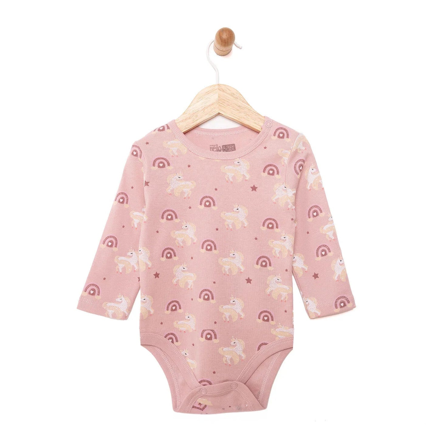 HelloBaby Girl Long Sleeve Bodysuit - Light Rose - mezetto ebebek ebebek