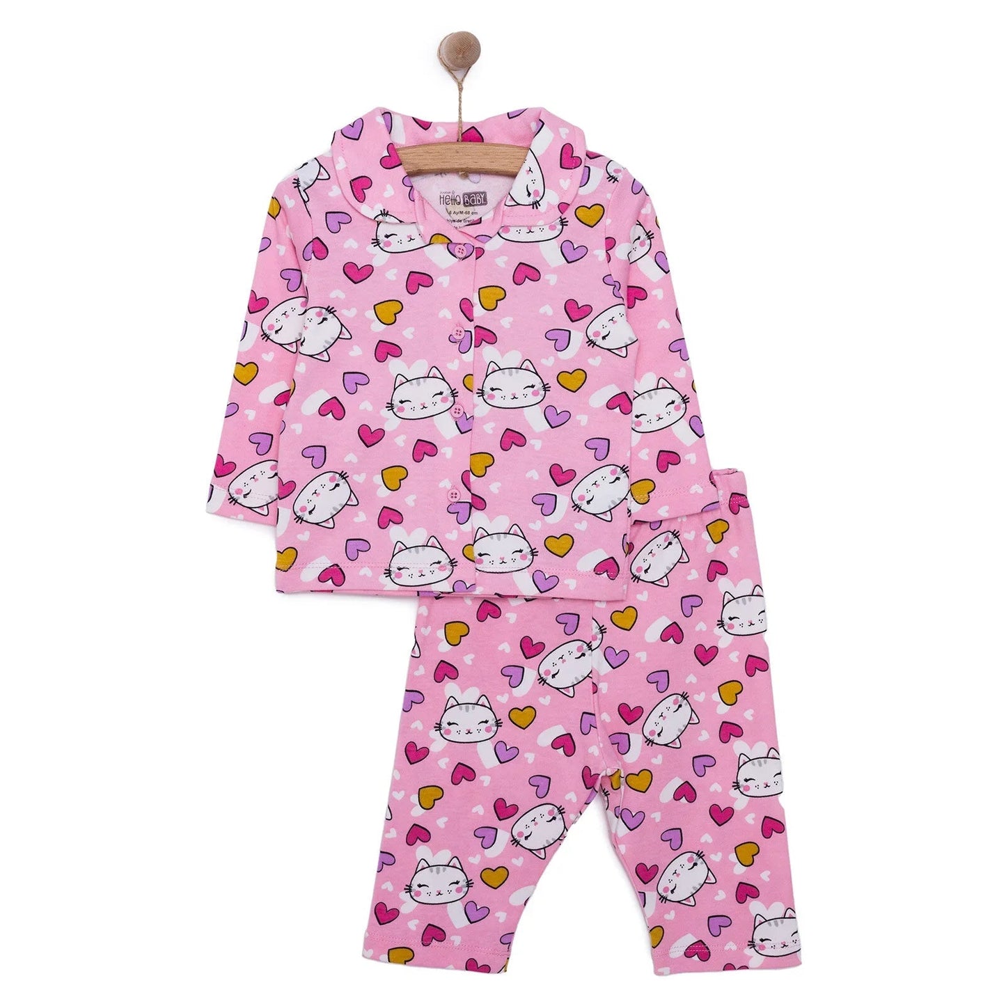 HelloBaby Girl Long Sleeve Pyjamas Set - Pink - mezetto ebebek ebebek