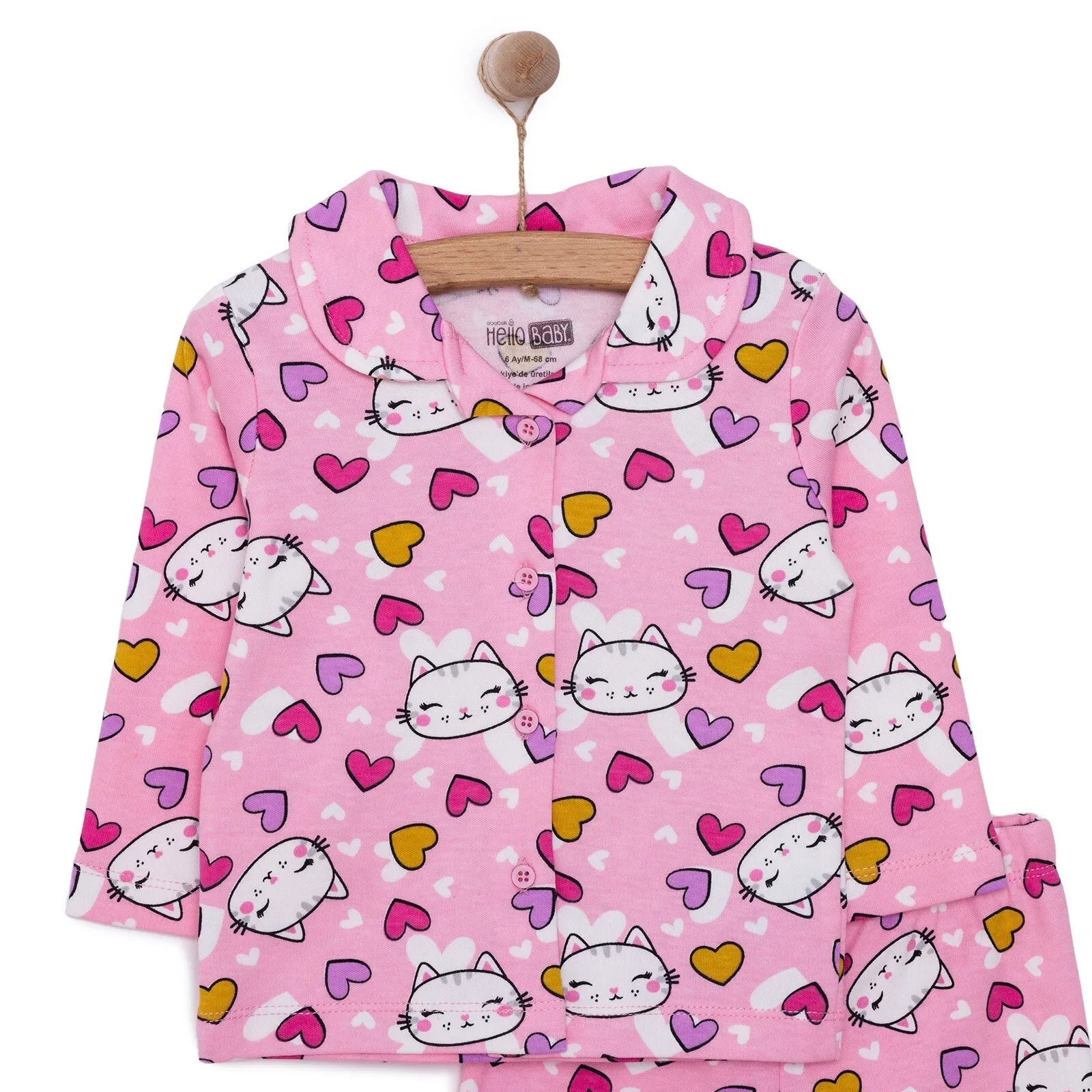 HelloBaby Girl Long Sleeve Pyjamas Set - Pink - mezetto ebebek ebebek