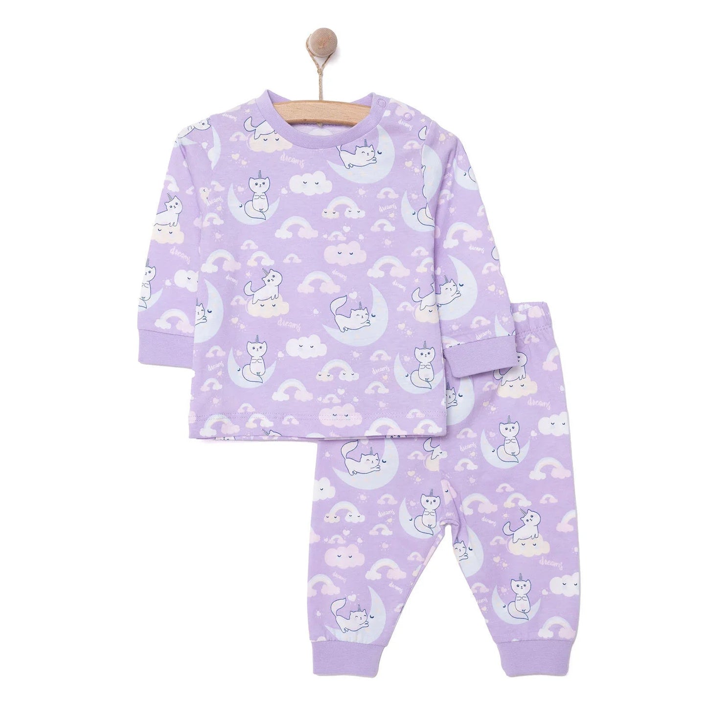 HelloBaby Girl Long Sleeve Pyjamas Set - Purple - mezetto ebebek ebebek