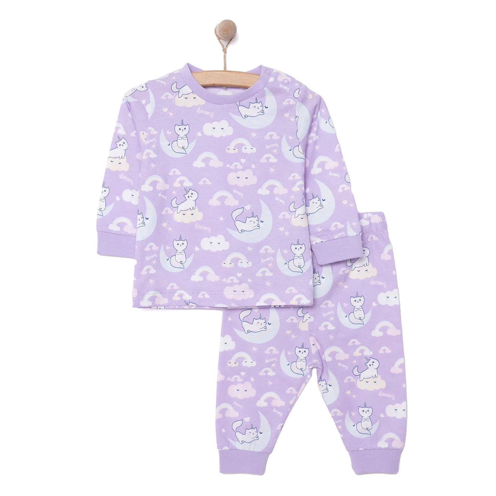HelloBaby Girl Long Sleeve Pyjamas Set - Purple - mezetto ebebek ebebek