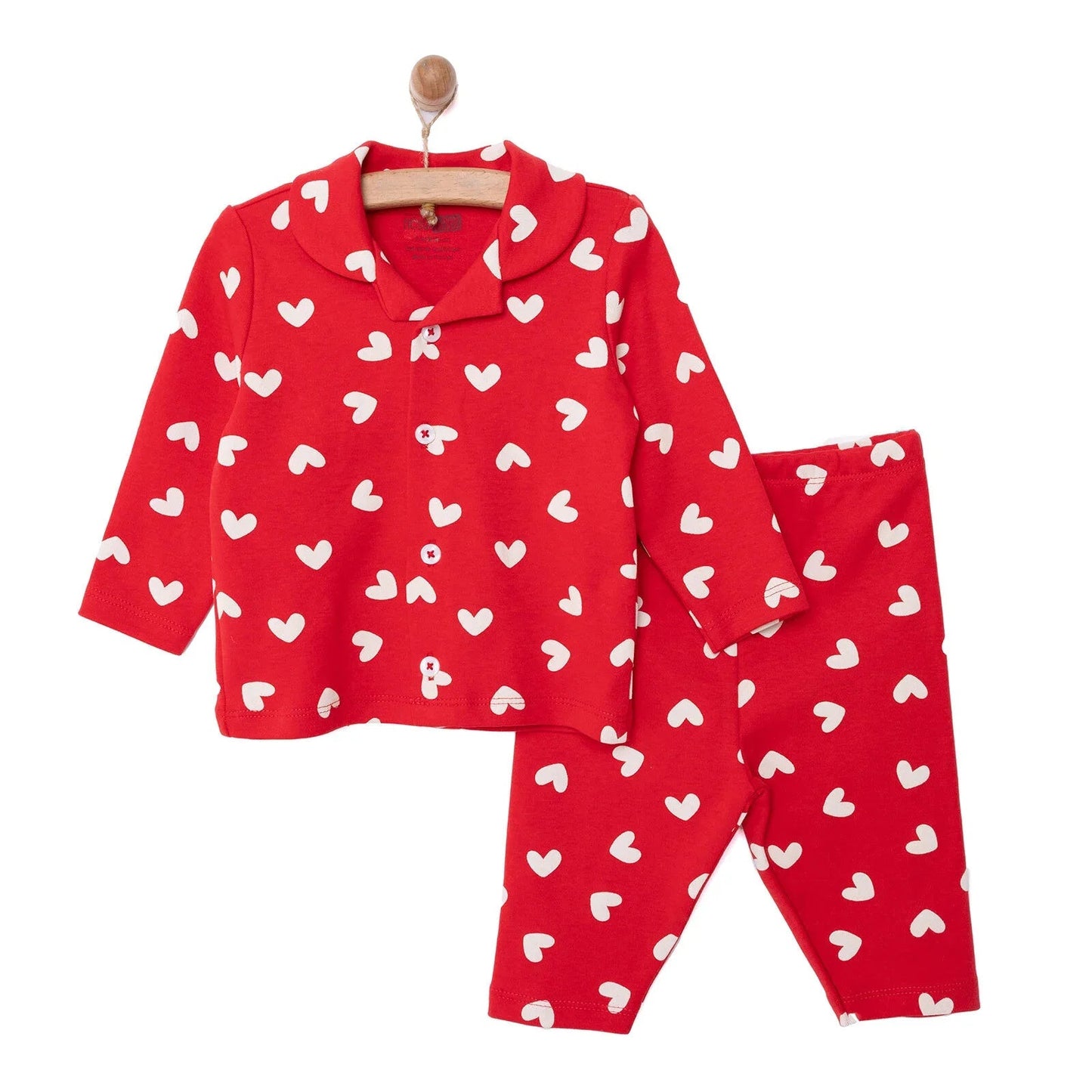 HelloBaby Girl Long Sleeve Pyjamas Set - Red - mezetto ebebek ebebek