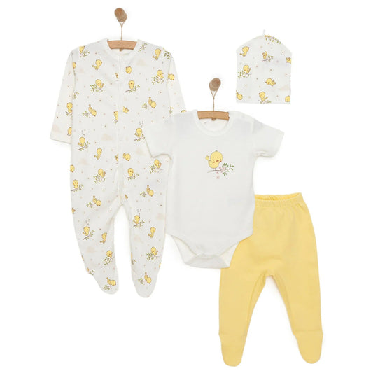 HelloBaby Girl Newborn Set 4 pcs - Ecru - mezetto ebebek ebebek