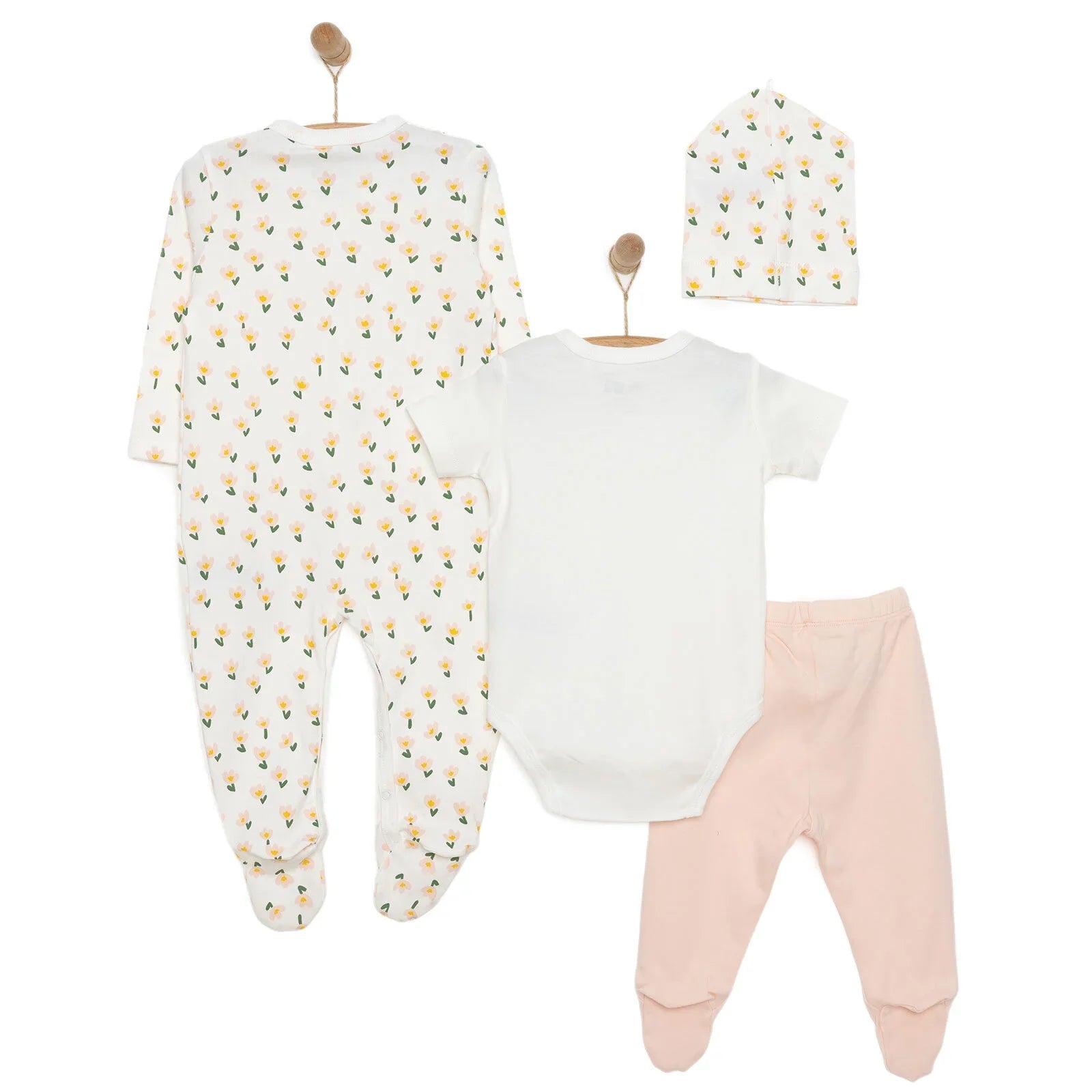 HelloBaby Girl Newborn Set 4 pcs - Pink - mezetto ebebek ebebek