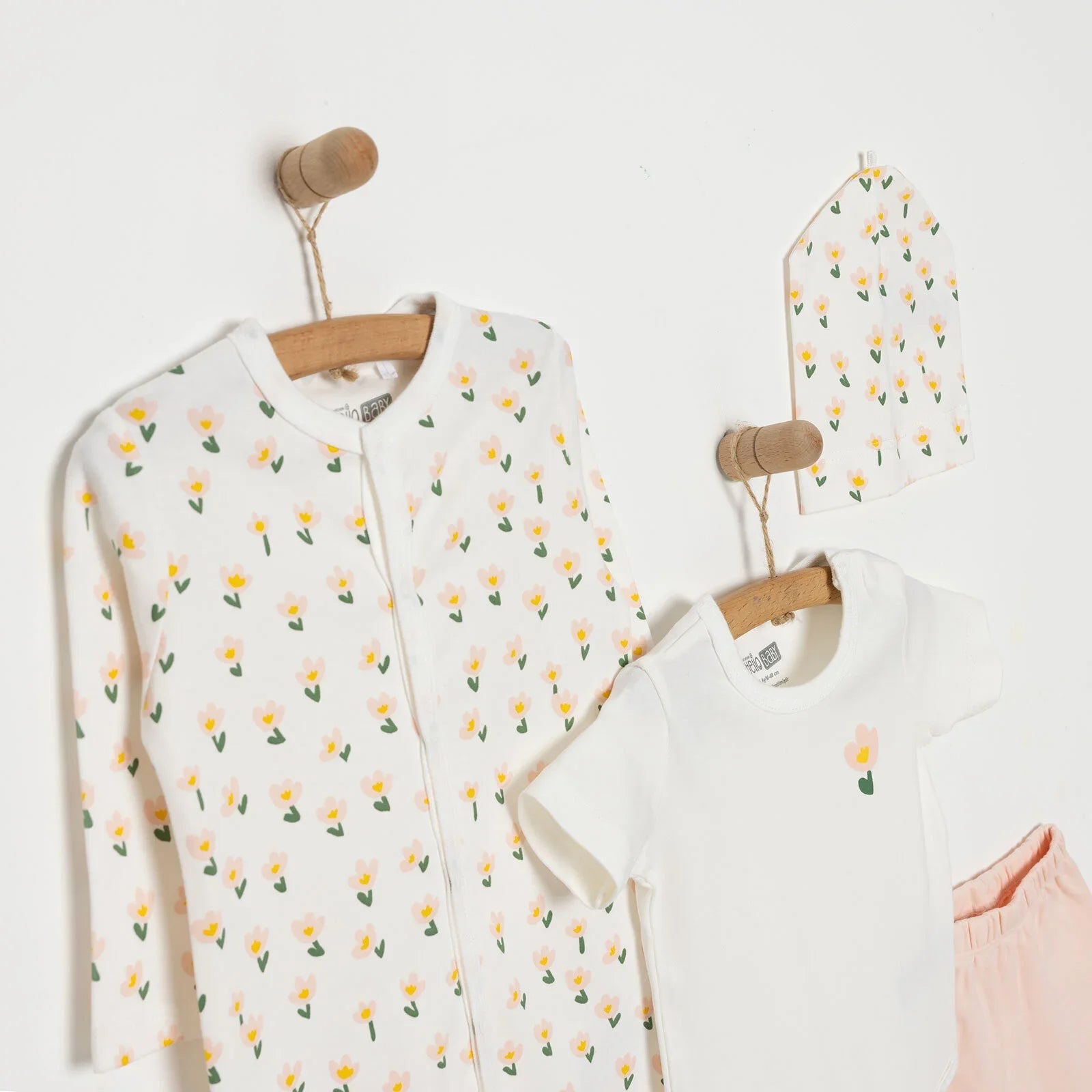 HelloBaby Girl Newborn Set 4 pcs - Pink - mezetto ebebek ebebek
