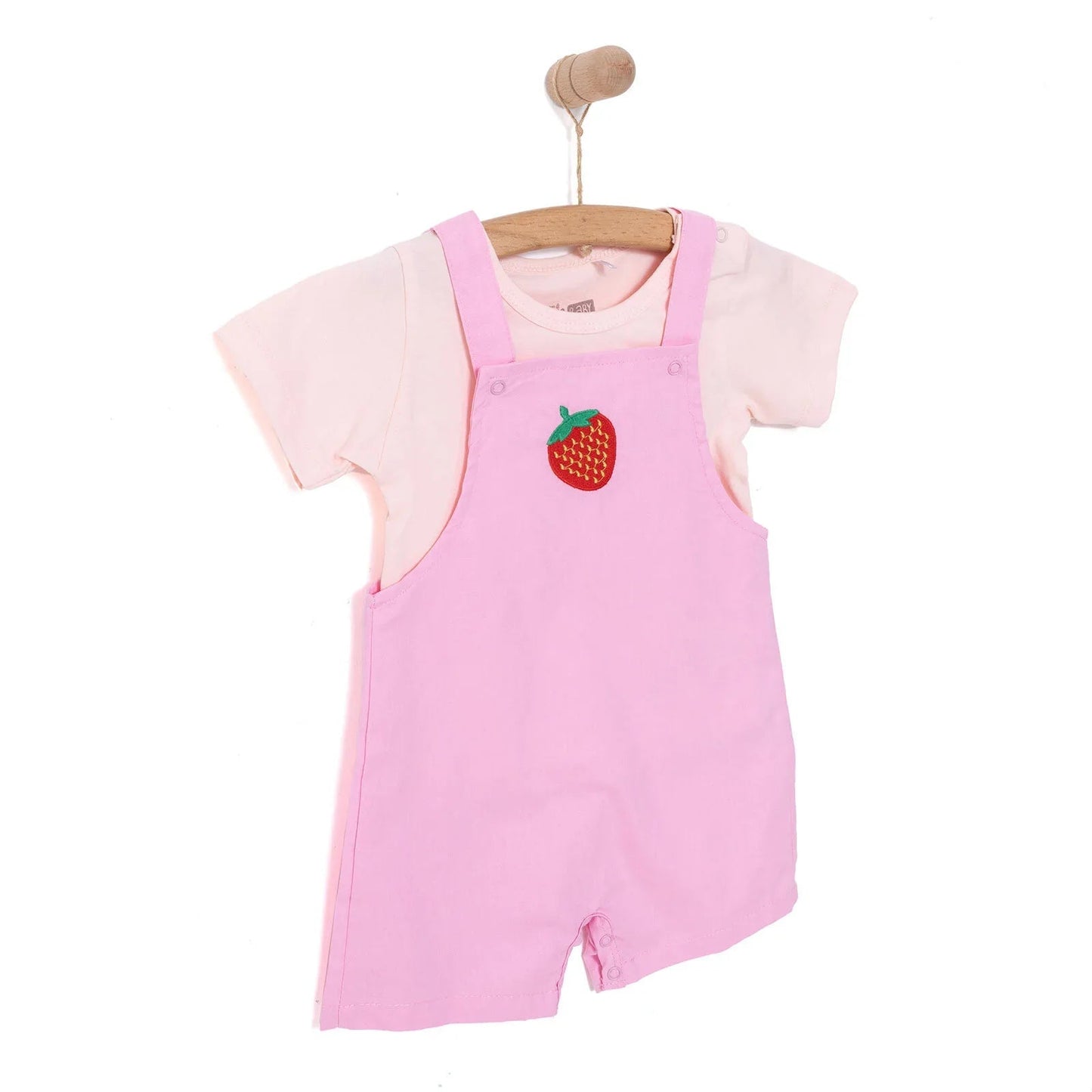 HelloBaby Girl Overall Shorts - T-shirt - Pink - mezetto ebebek ebebek