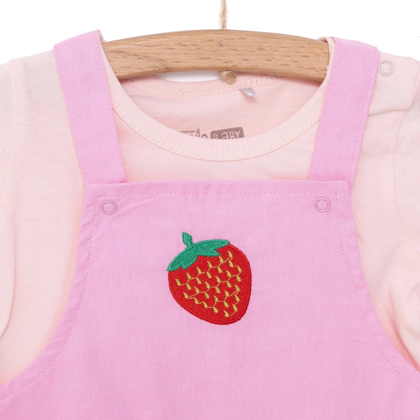 HelloBaby Girl Overall Shorts - T-shirt - Pink - mezetto ebebek ebebek