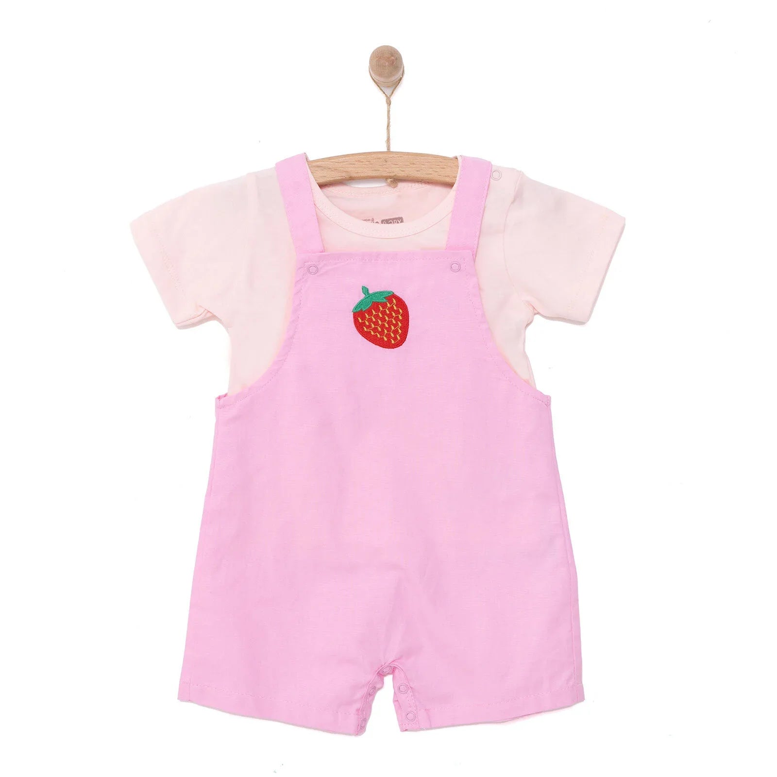 HelloBaby Girl Overall Shorts - T-shirt - Pink - mezetto ebebek ebebek