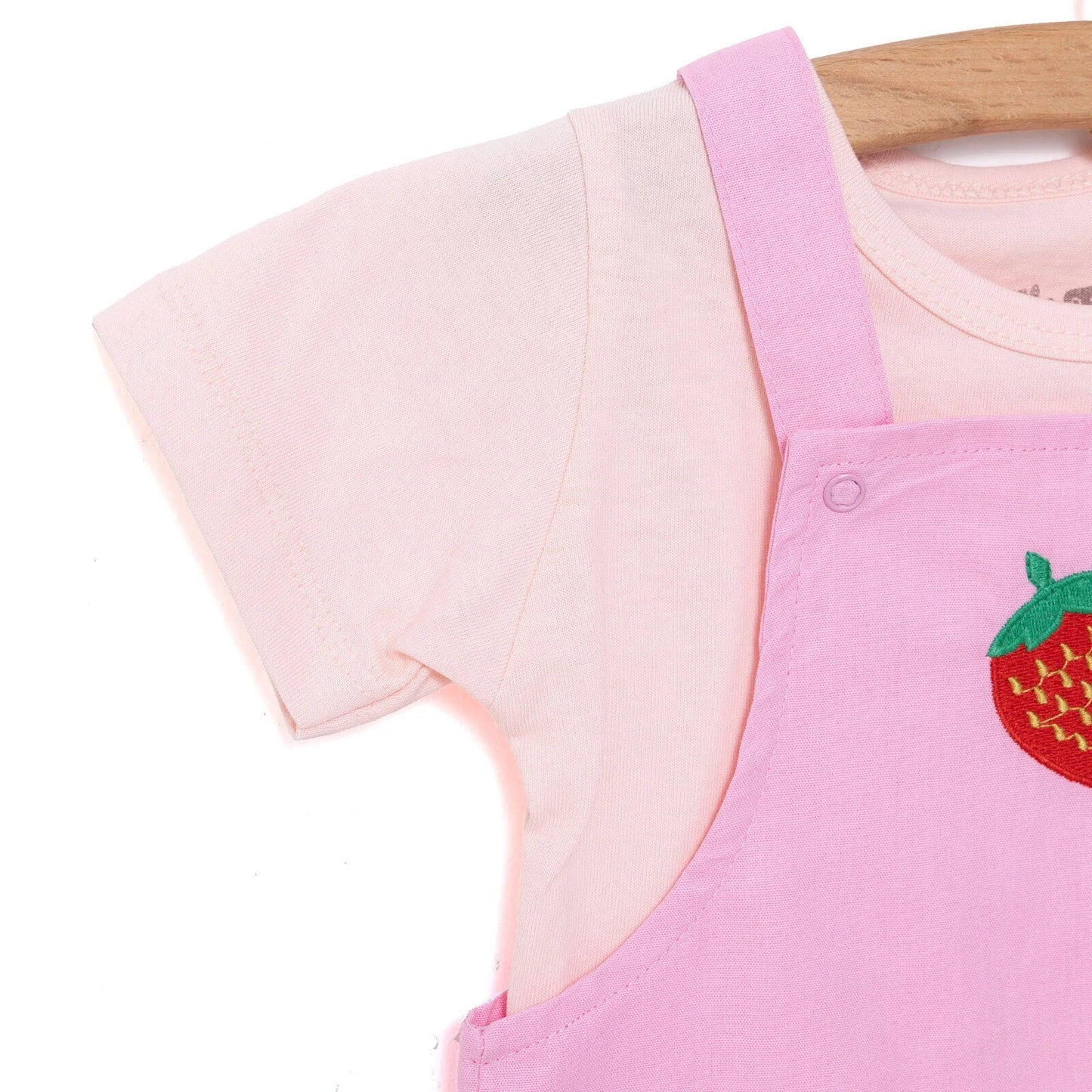 HelloBaby Girl Overall Shorts - T-shirt - Pink - mezetto ebebek ebebek