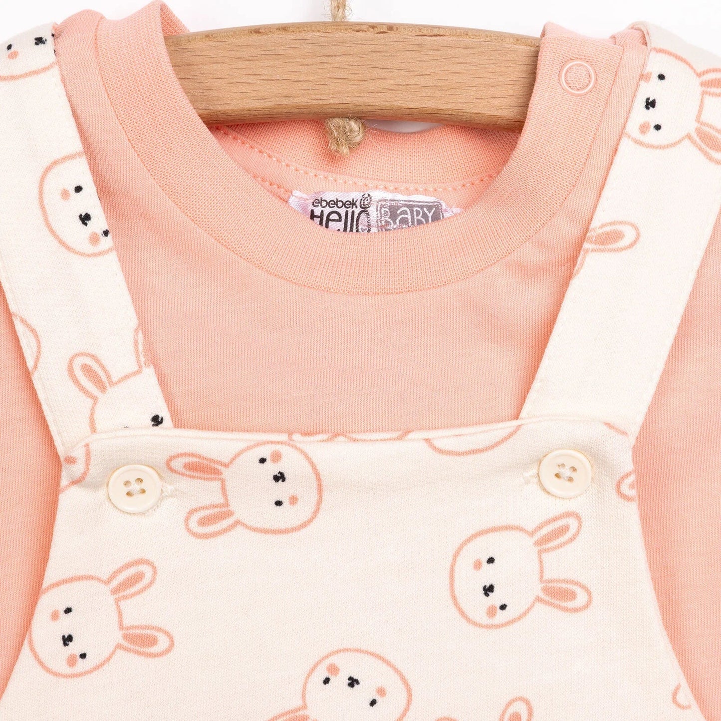 HelloBaby Girl Overalls T-shirt - Coral - mezetto ebebek ebebek
