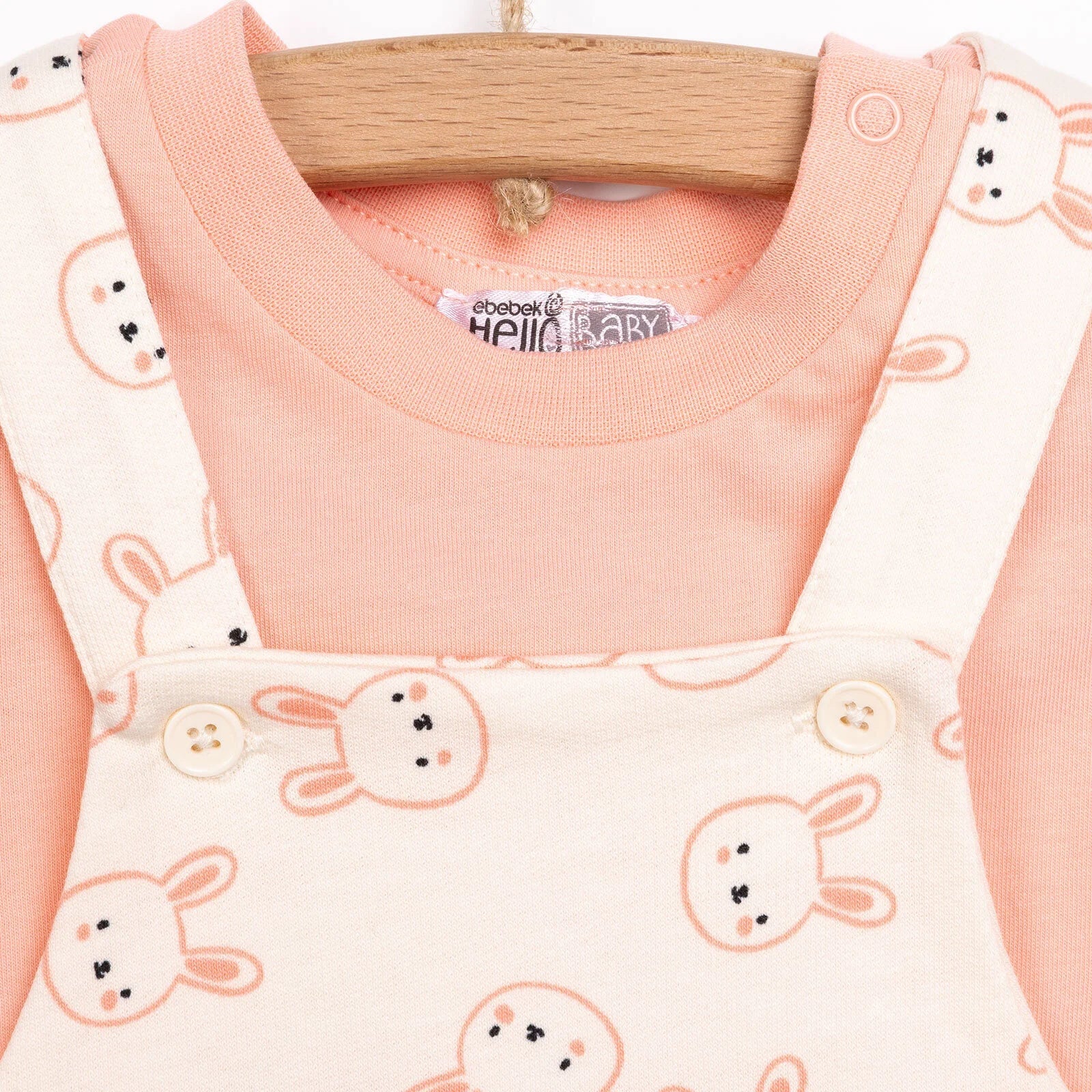 HelloBaby Girl Overalls T-shirt - Coral - mezetto ebebek ebebek