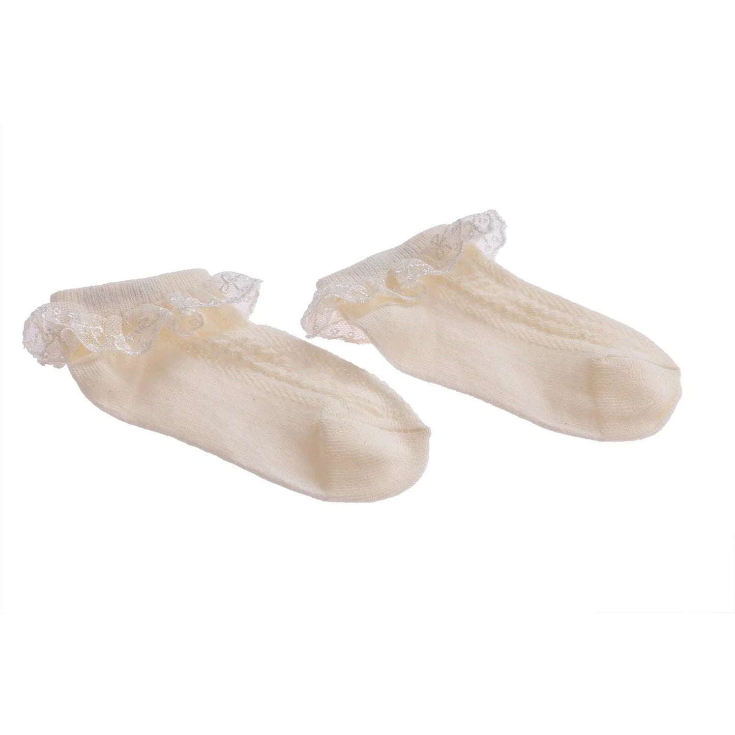HelloBaby Girl Socks with Lace - Ecru - mezetto ebebek ebebek