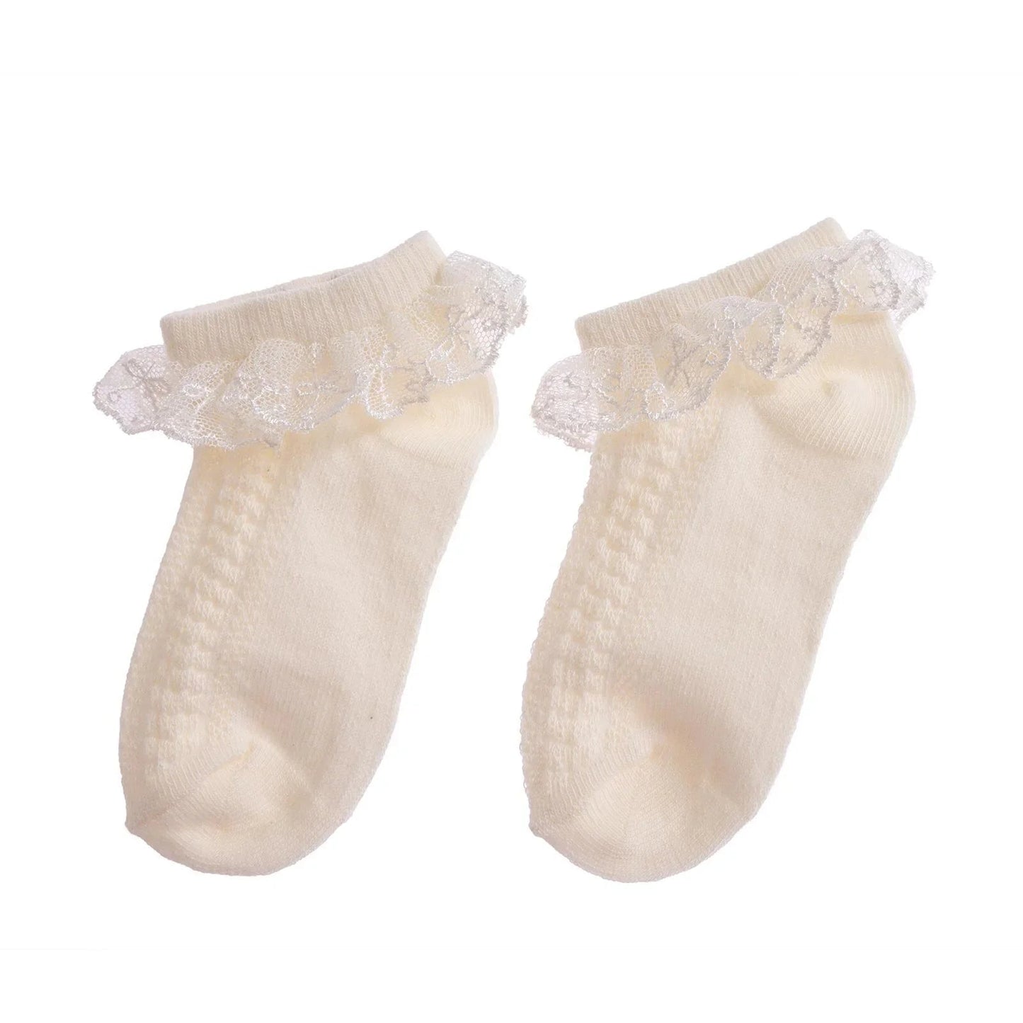 HelloBaby Girl Socks with Lace - Ecru - mezetto ebebek ebebek