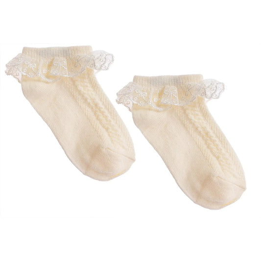 HelloBaby Girl Socks with Lace - Ecru - mezetto ebebek ebebek