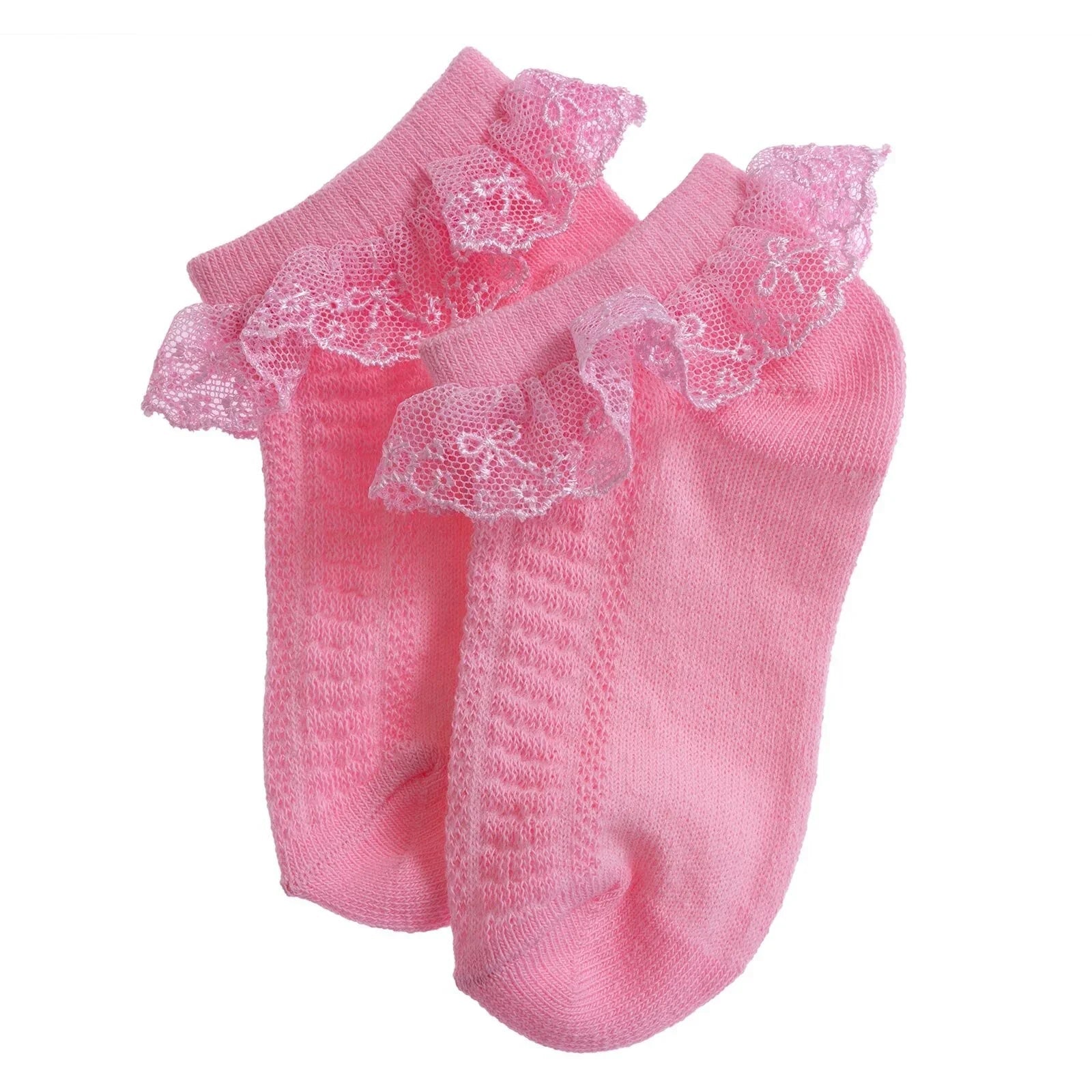 HelloBaby Girl Socks with Lace - Pink - mezetto ebebek ebebek