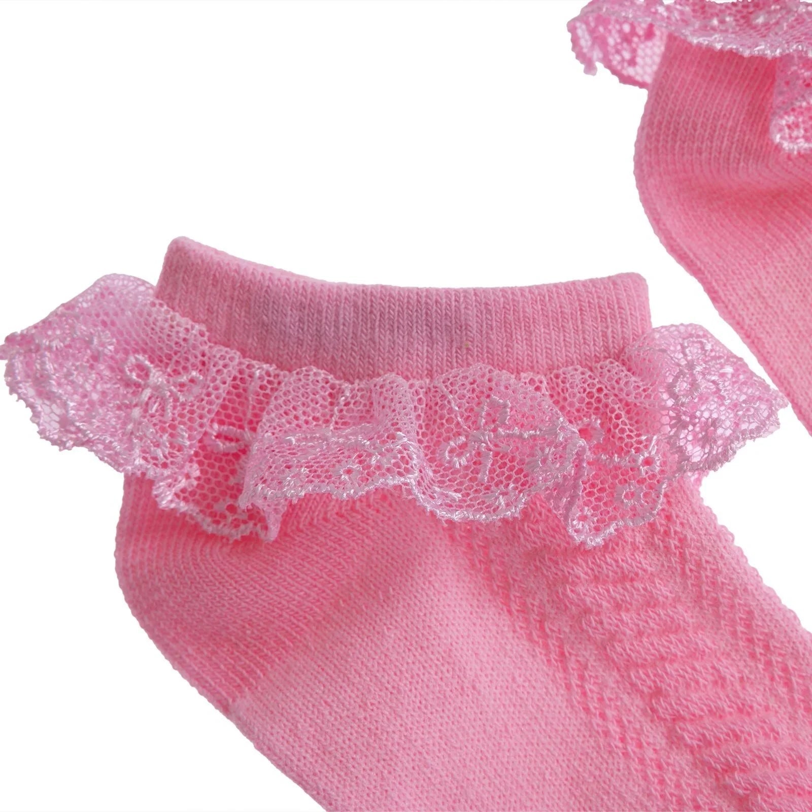 HelloBaby Girl Socks with Lace - Pink - mezetto ebebek ebebek