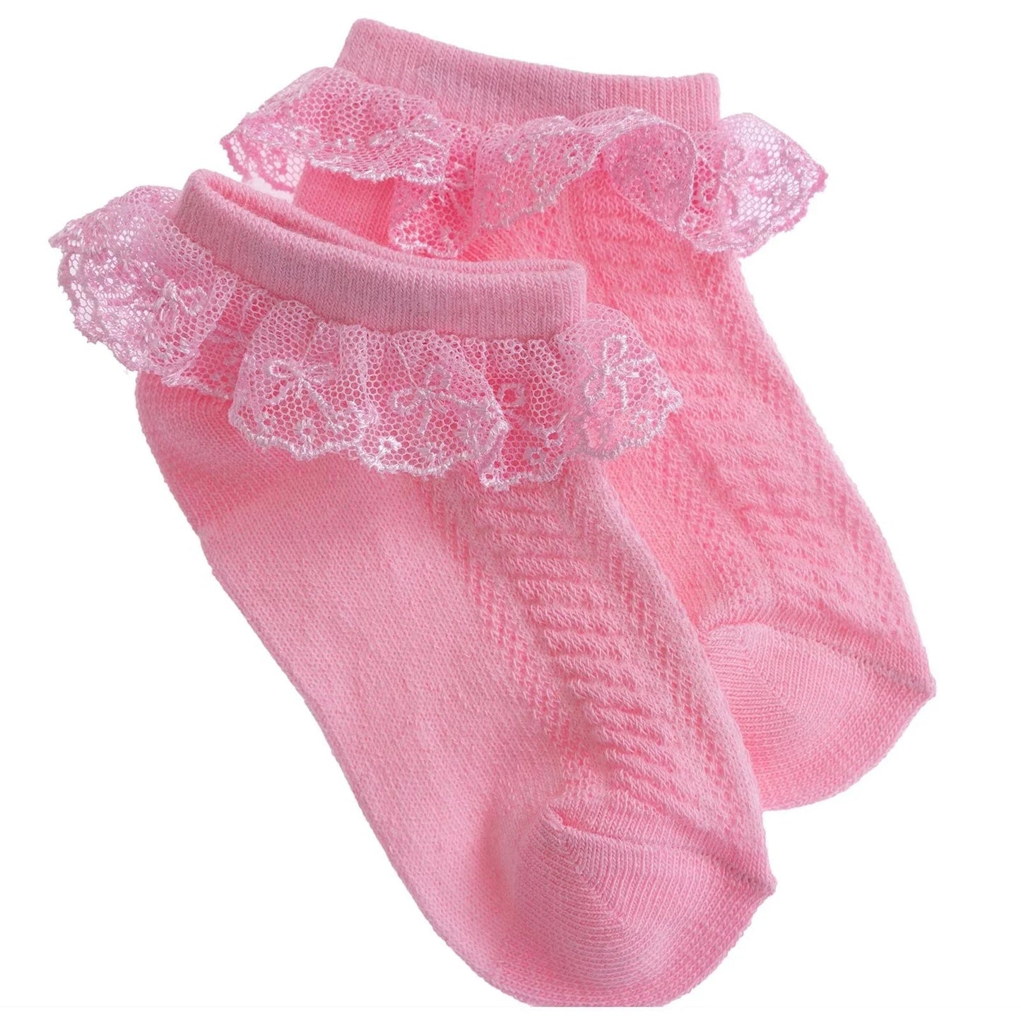 HelloBaby Girl Socks with Lace - Pink - mezetto ebebek ebebek