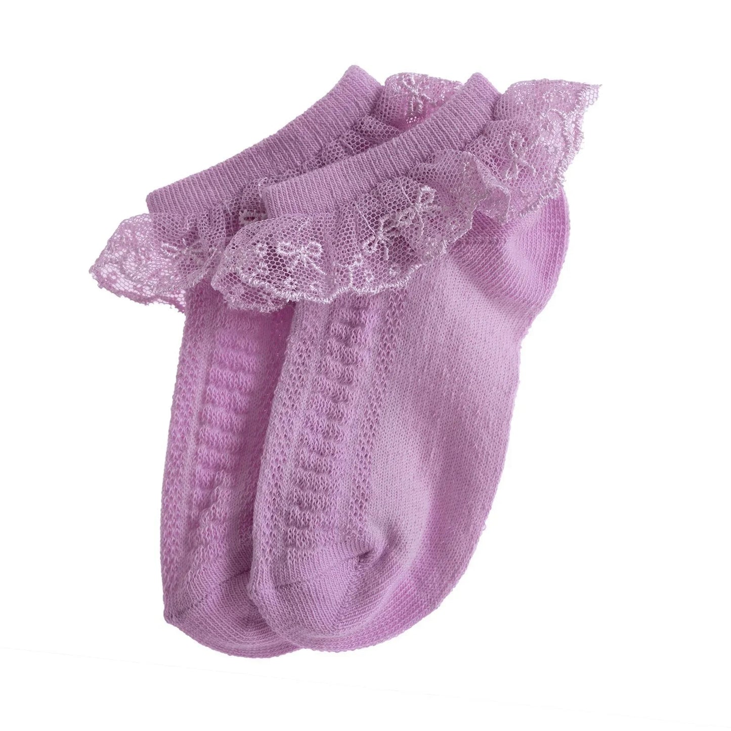 HelloBaby Girl Socks with Lace - Purple - mezetto ebebek ebebek