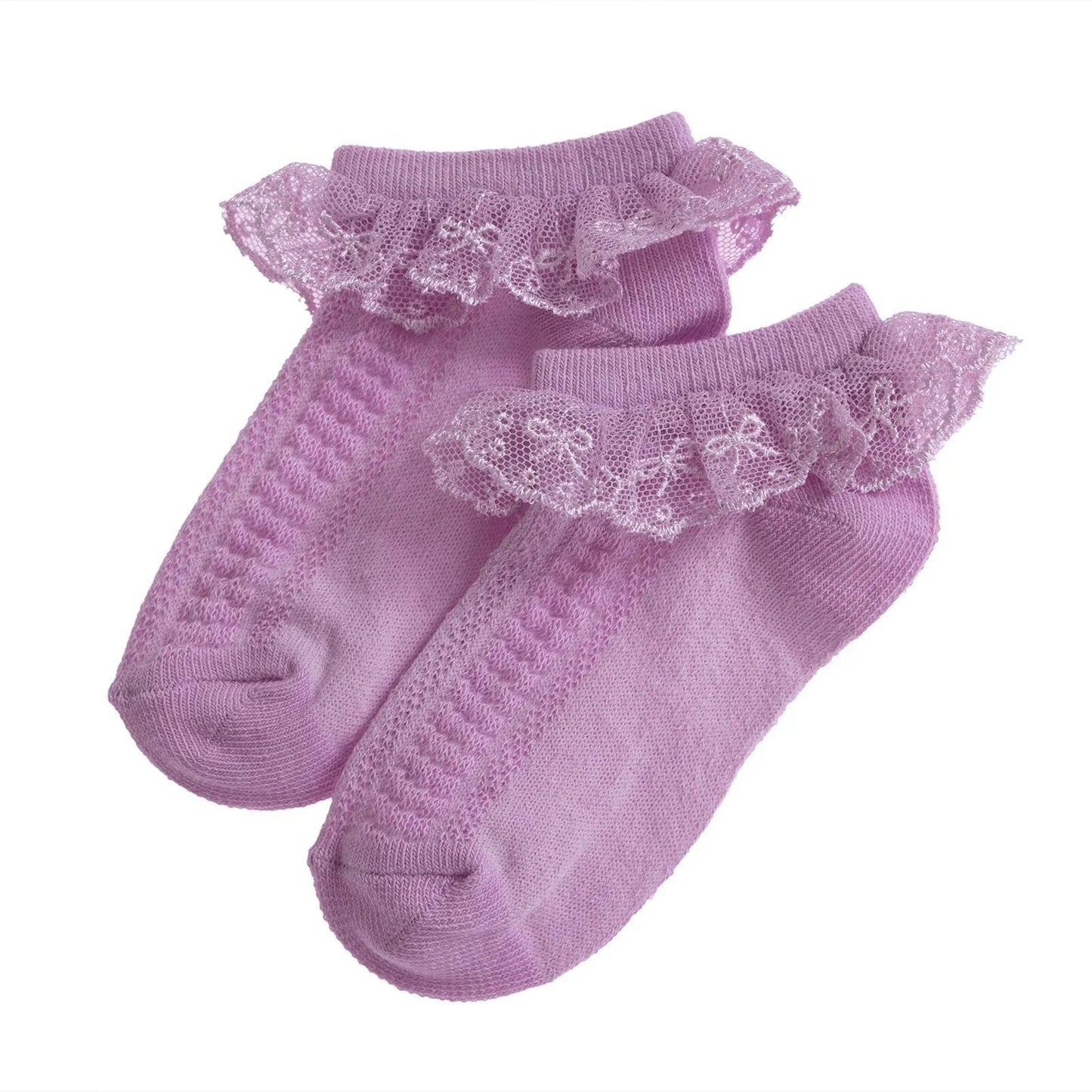 HelloBaby Girl Socks with Lace - Purple - mezetto ebebek ebebek