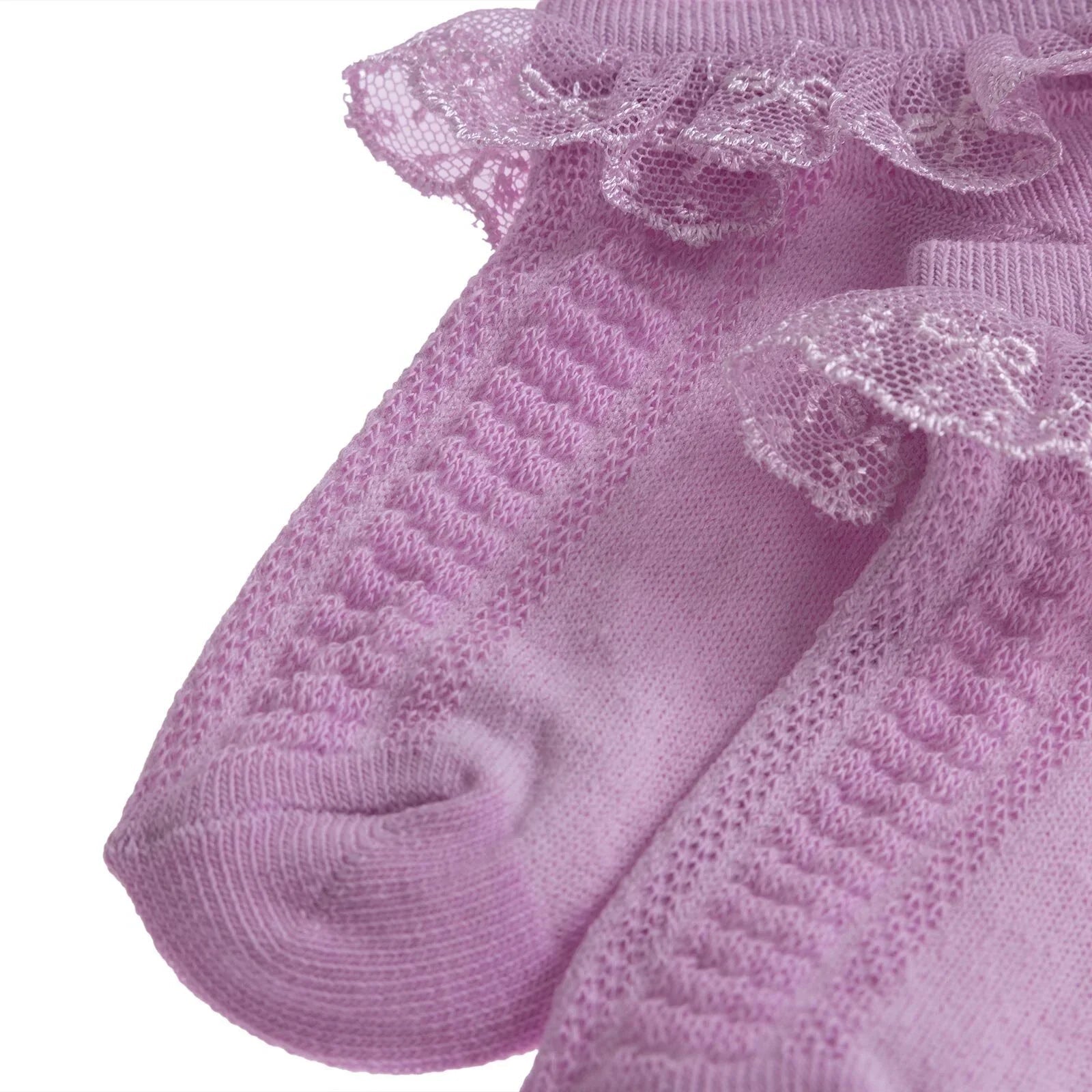 HelloBaby Girl Socks with Lace - Purple - mezetto ebebek ebebek