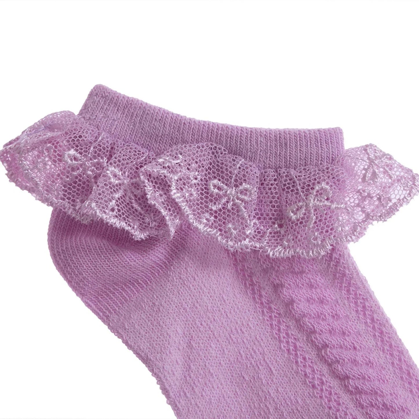 HelloBaby Girl Socks with Lace - Purple - mezetto ebebek ebebek