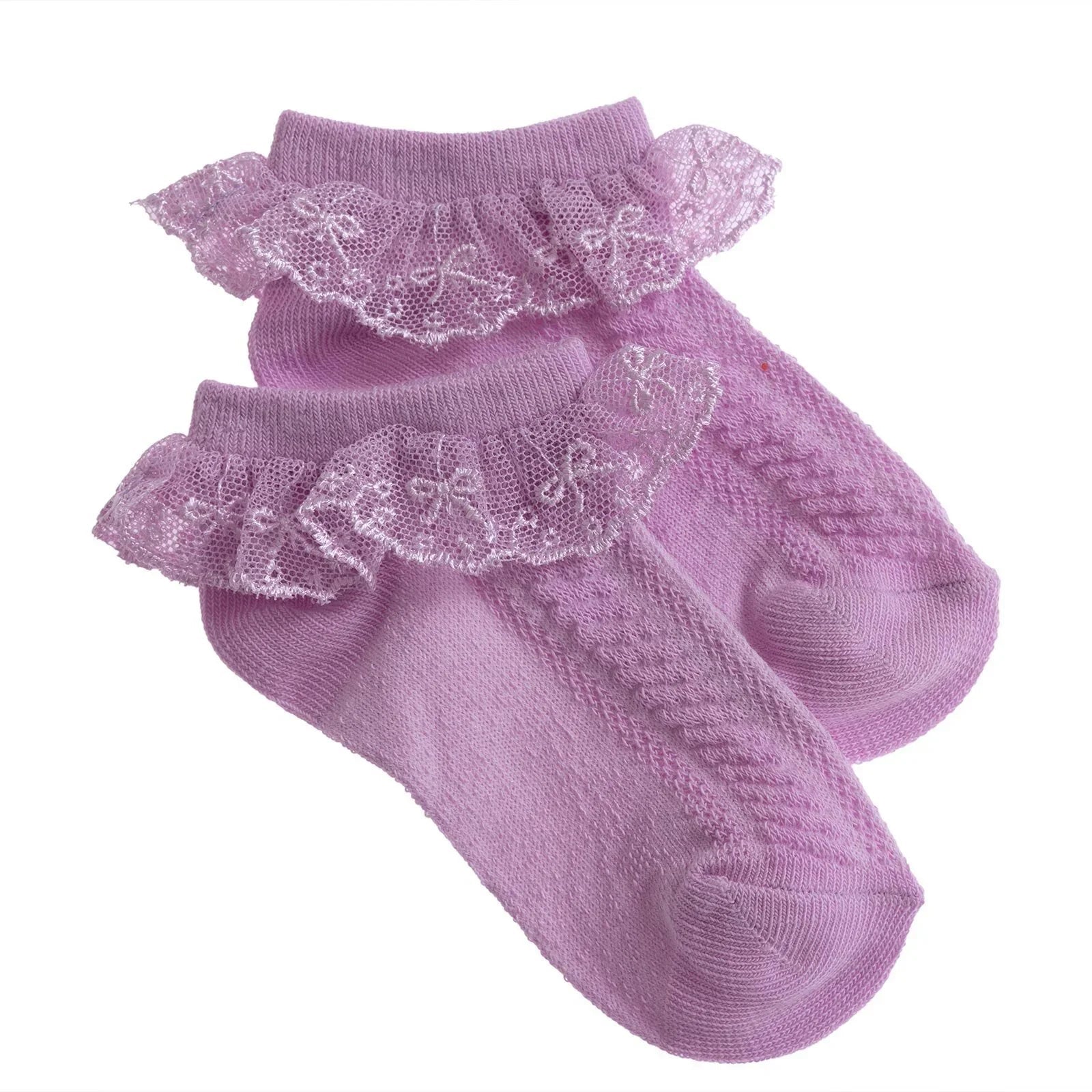 HelloBaby Girl Socks with Lace - Purple - mezetto ebebek ebebek