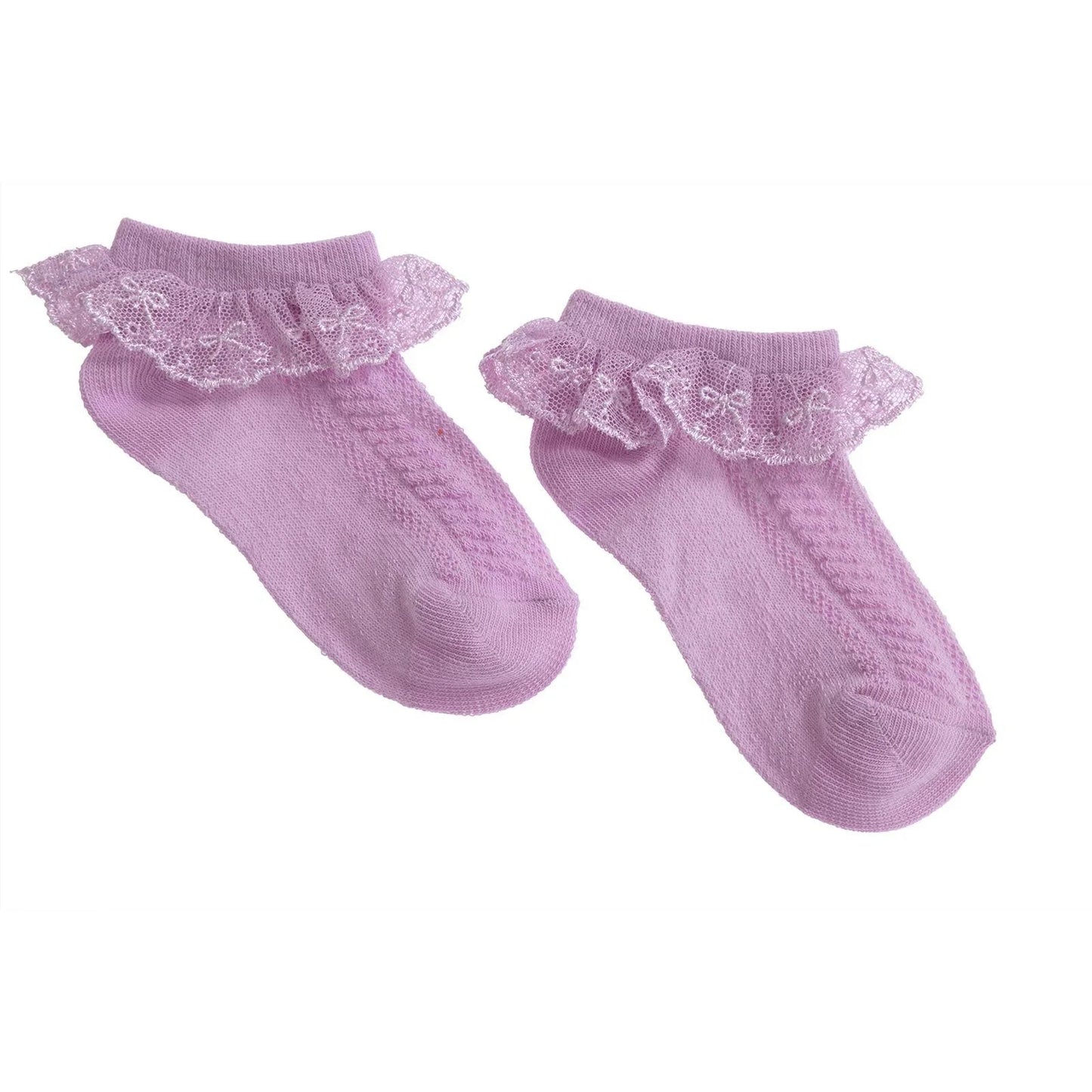 HelloBaby Girl Socks with Lace - Purple - mezetto ebebek ebebek
