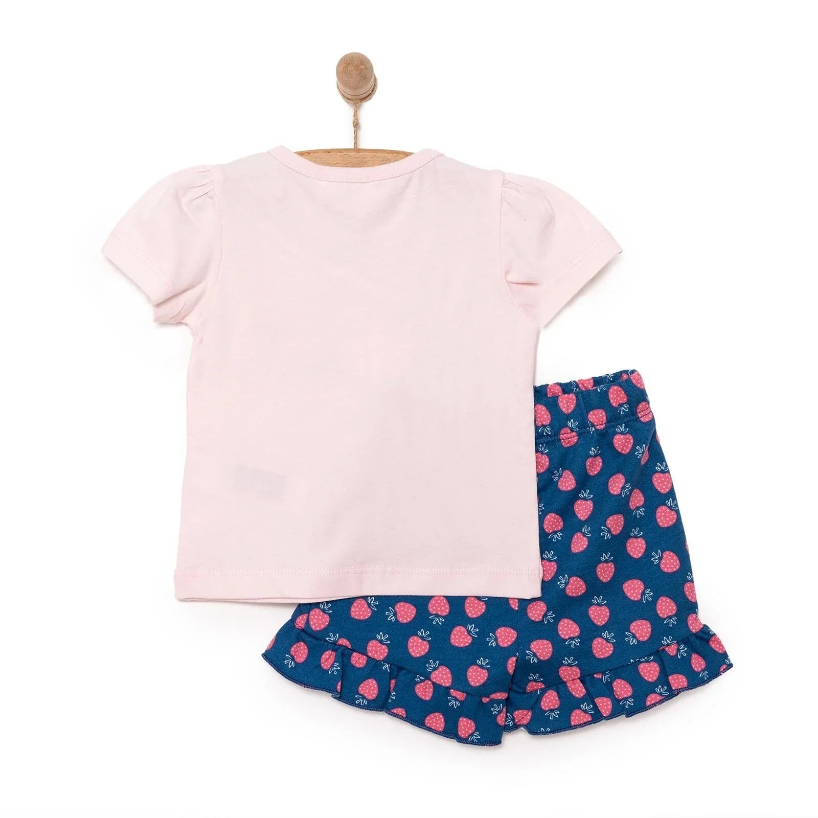 HelloBaby Girl Strawberry Patterned T-shirt - Pink - mezetto ebebek ebebek