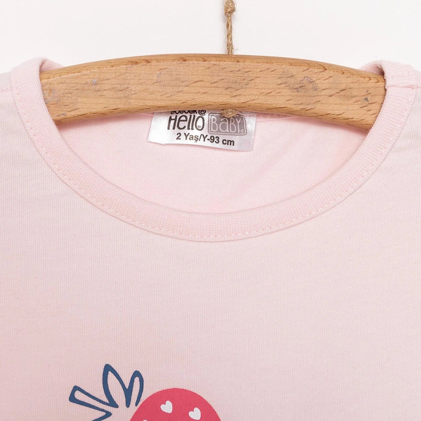 HelloBaby Girl Strawberry Patterned T-shirt - Pink - mezetto ebebek ebebek