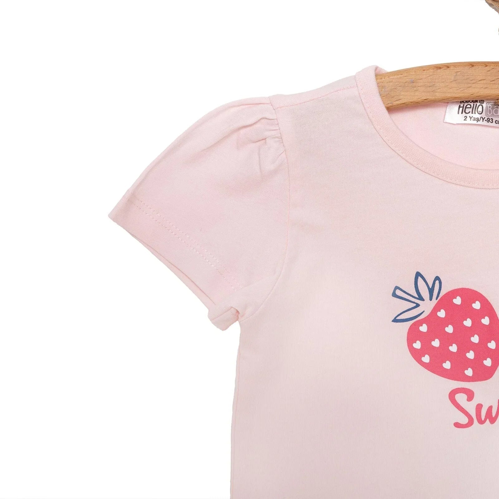 HelloBaby Girl Strawberry Patterned T-shirt - Pink - mezetto ebebek ebebek