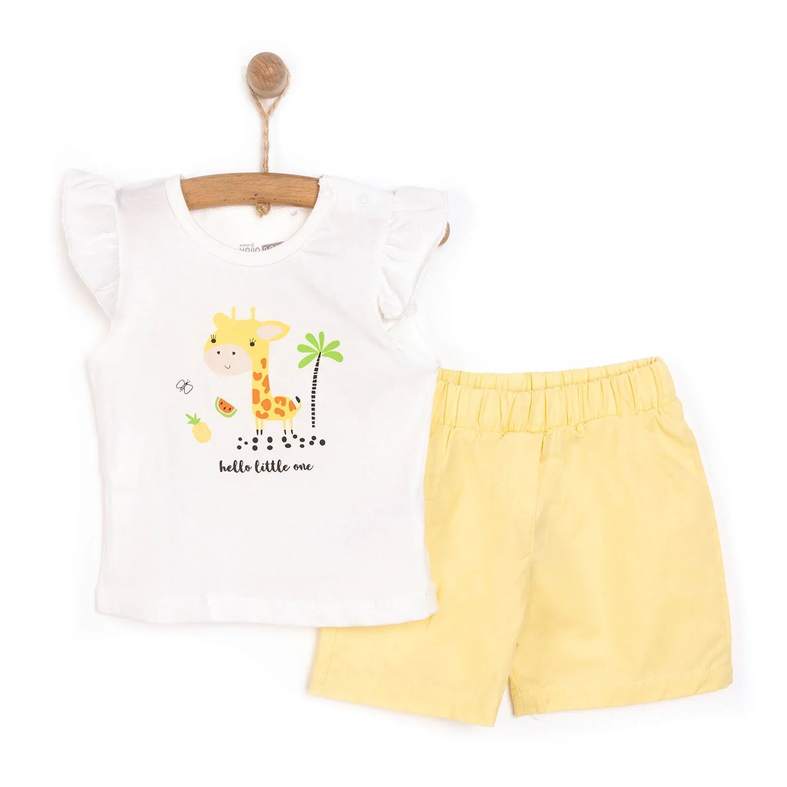HelloBaby Girl Tshirt - Short - Light Yellow - mezetto ebebek ebebek