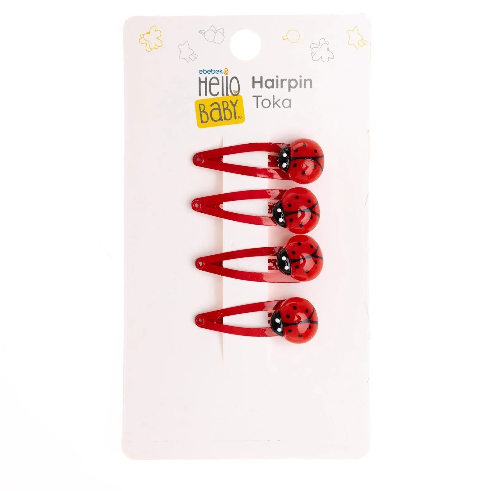 HelloBaby Hair Clips - Red - mezetto ebebek ebebek