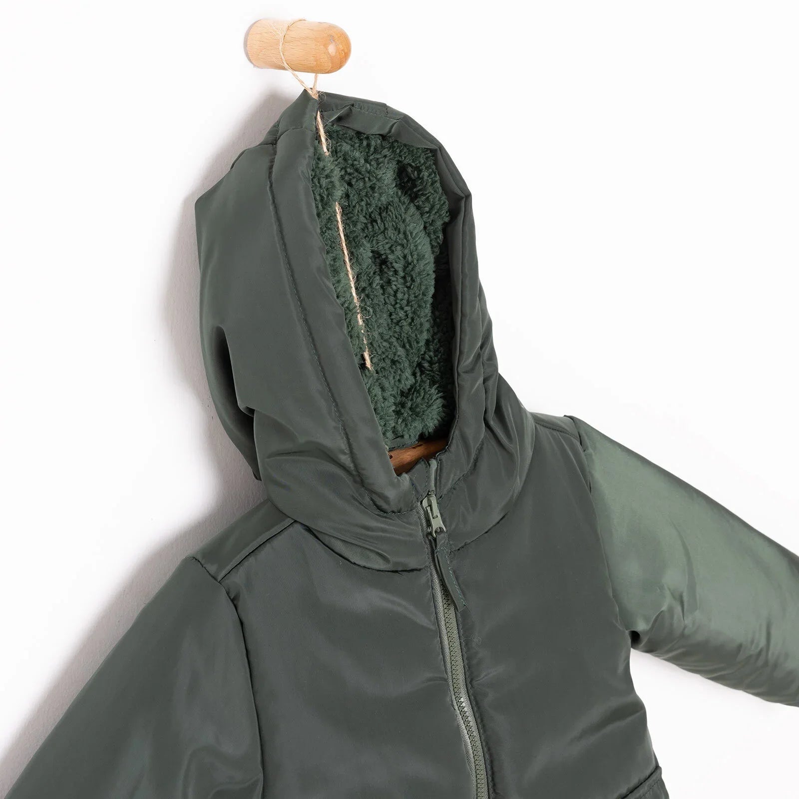 HelloBaby Hooded Coat - Green - mezetto ebebek ebebek