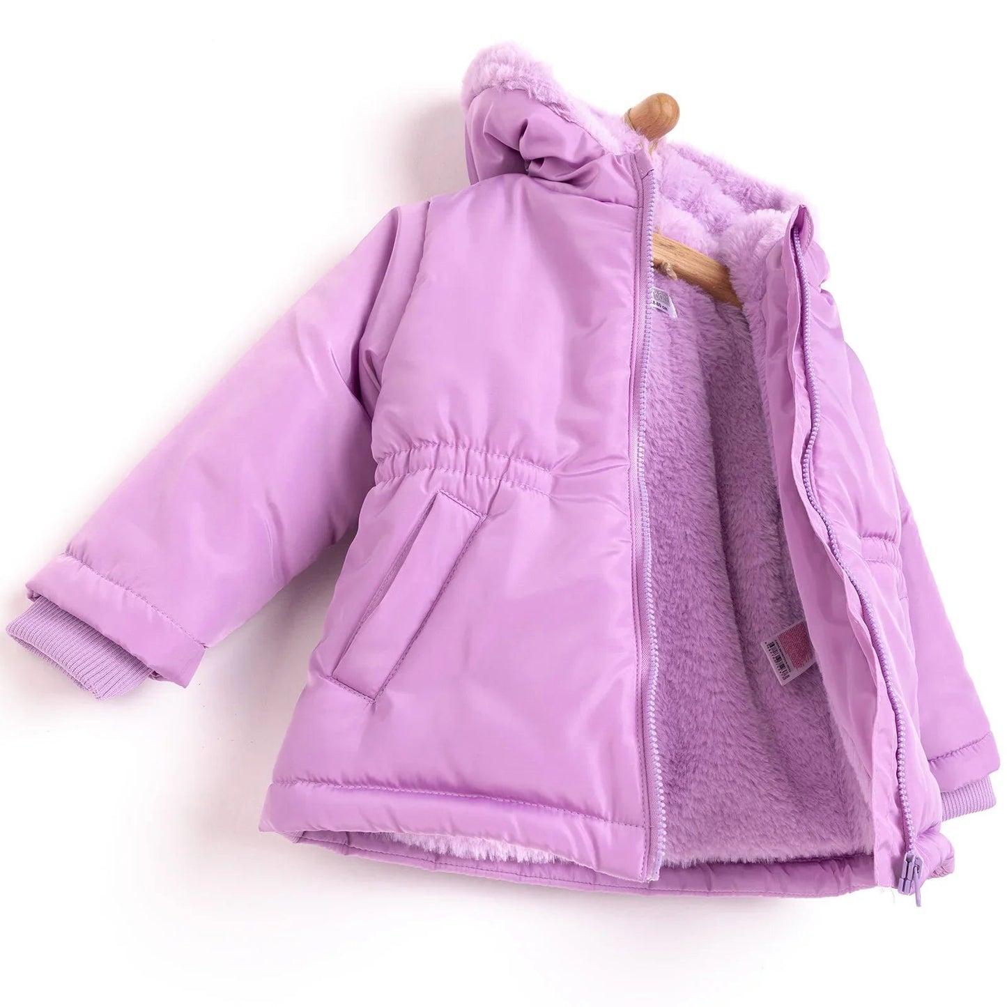 HelloBaby Hooded Coat - Purple - mezetto ebebek ebebek