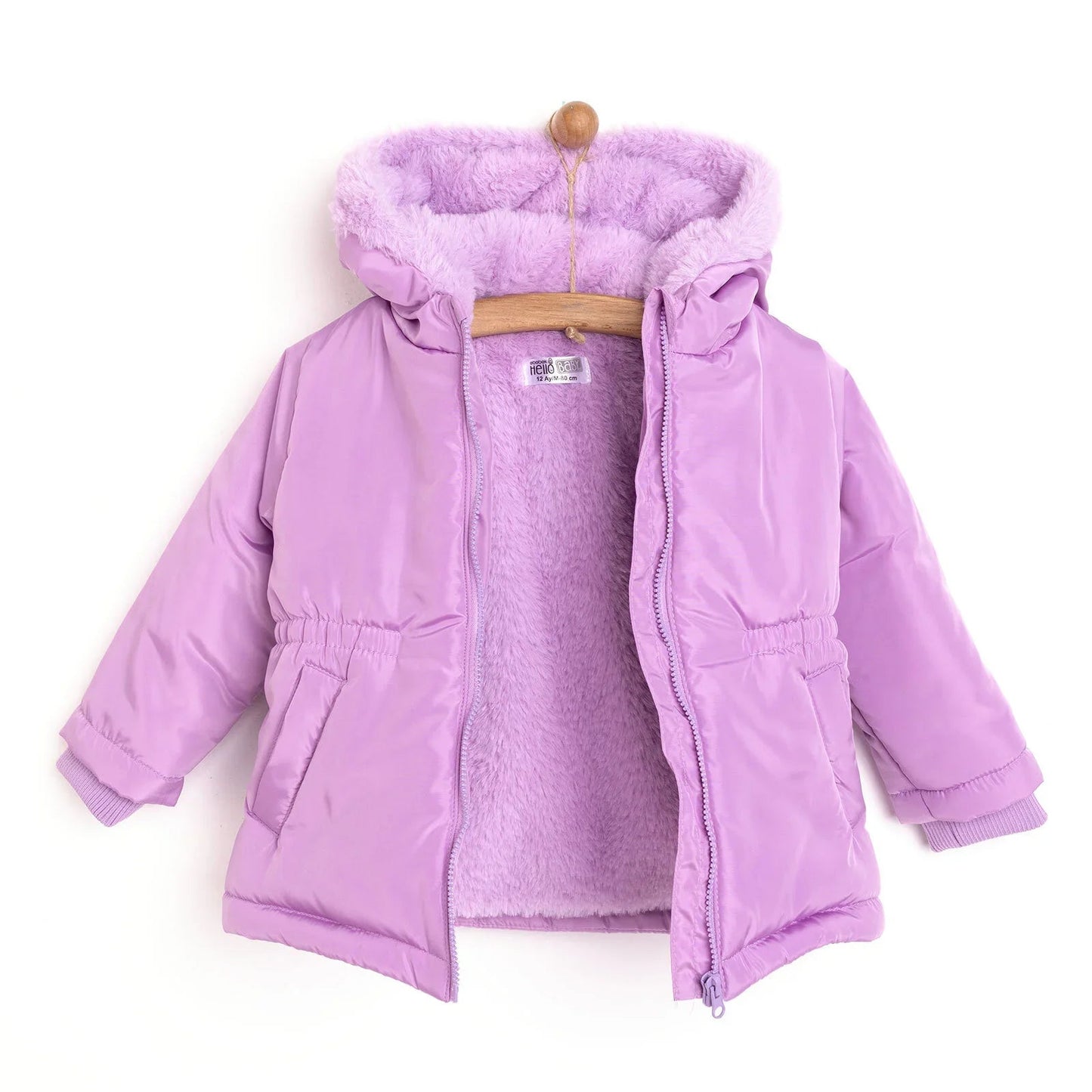 HelloBaby Hooded Coat - Purple - mezetto ebebek ebebek
