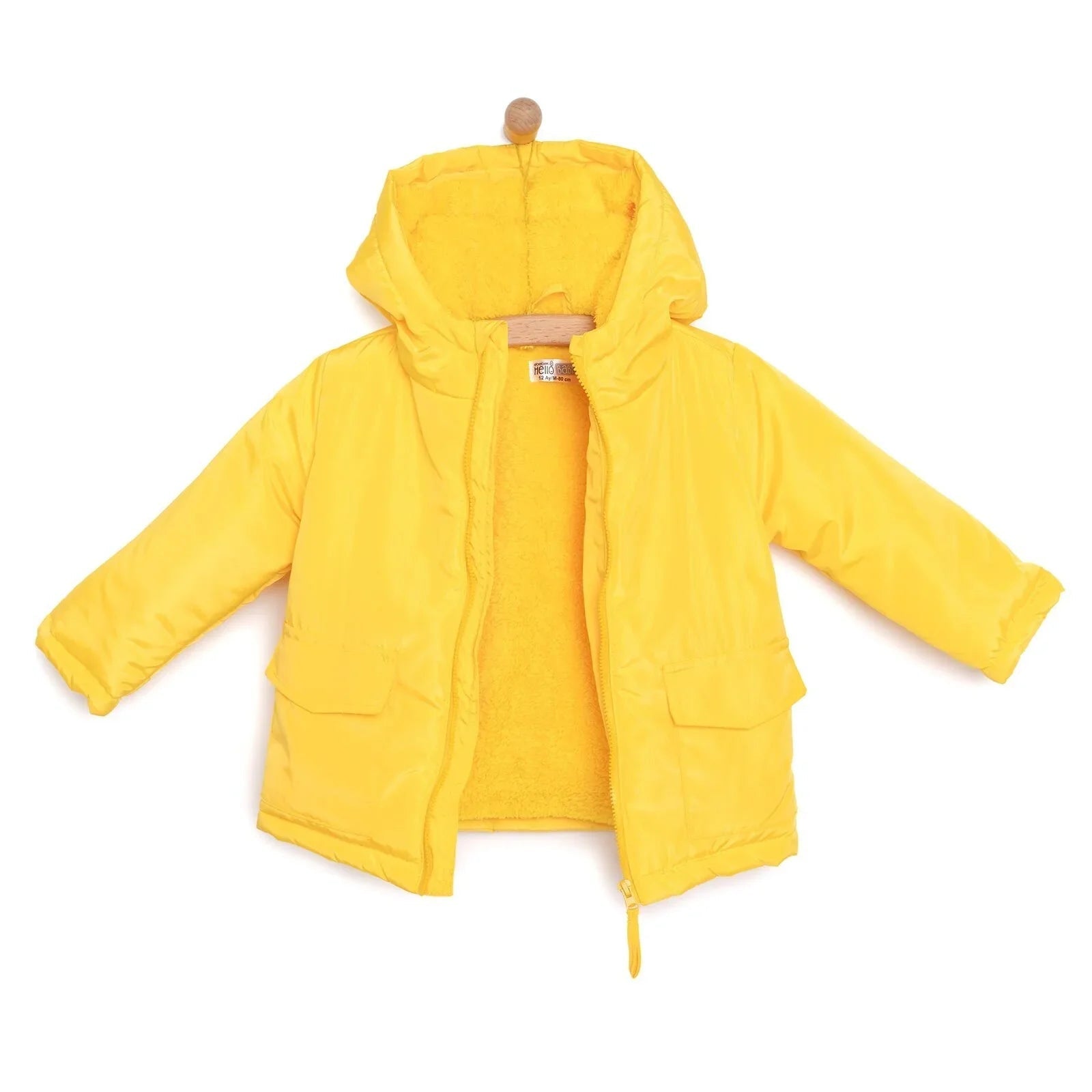 HelloBaby Hooded Coat - Yellow - mezetto ebebek ebebek