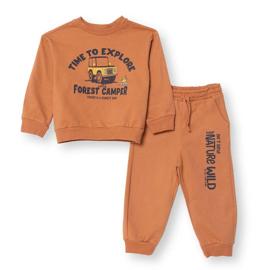 HelloBaby Jogging Set - Brown - mezetto ebebek ebebek