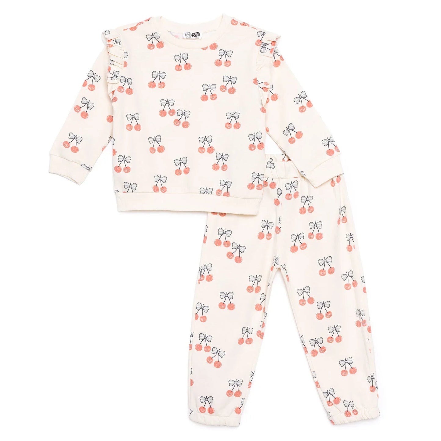 HelloBaby Jogging Set - Ecru Printed - mezetto ebebek ebebek