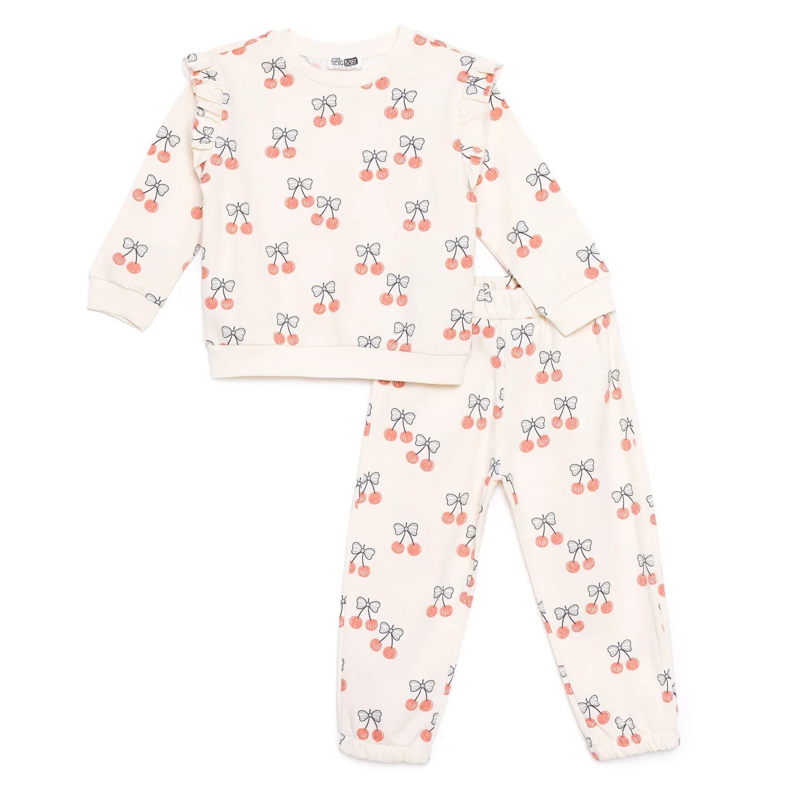 HelloBaby Jogging Set - Ecru Printed - mezetto ebebek ebebek