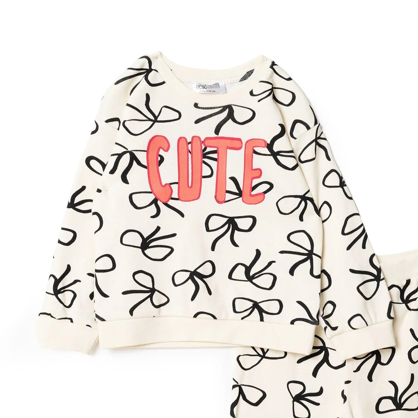 HelloBaby Jogging Set - Ecru Printed - mezetto ebebek ebebek