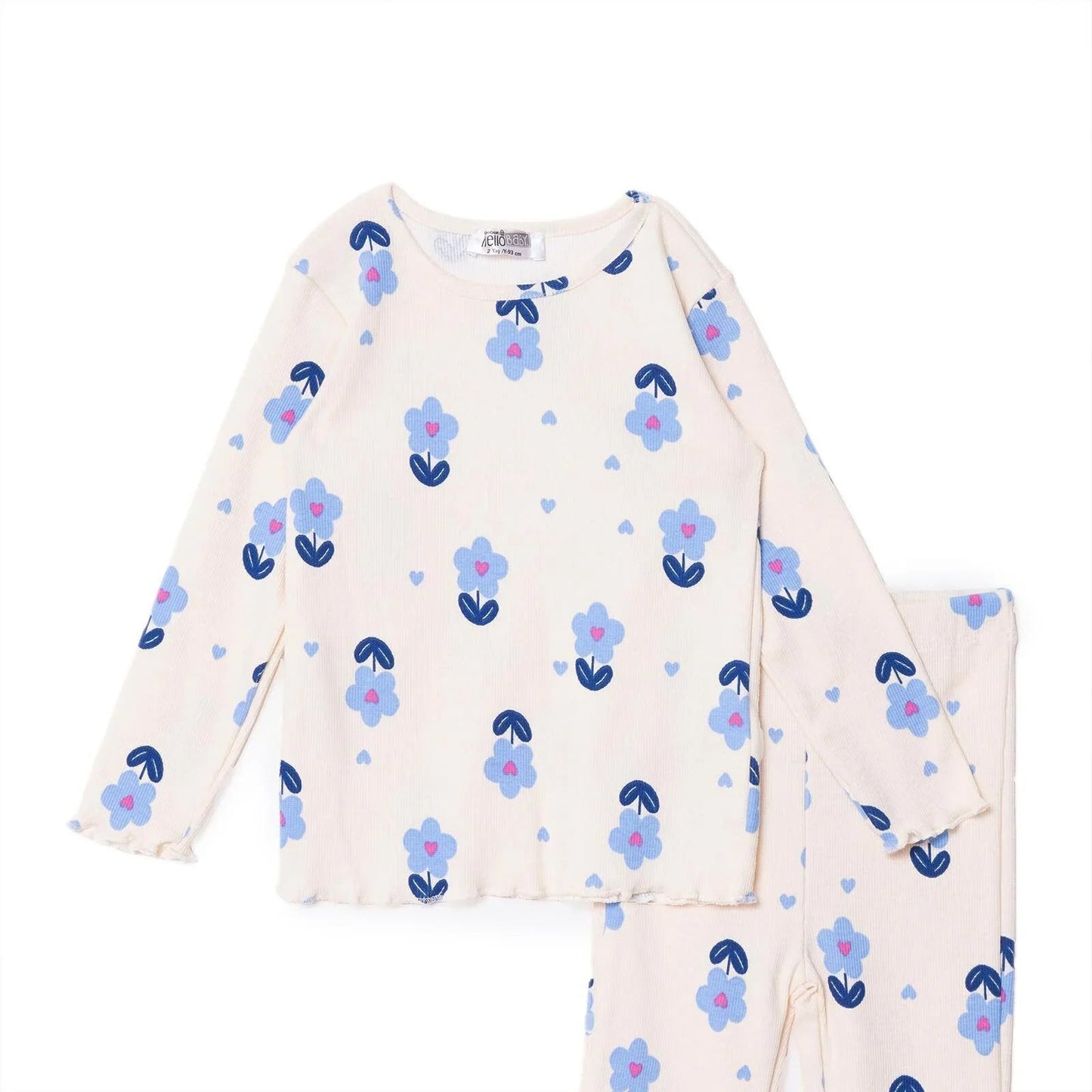 HelloBaby Jogging Set - Ecru Printed - mezetto ebebek ebebek