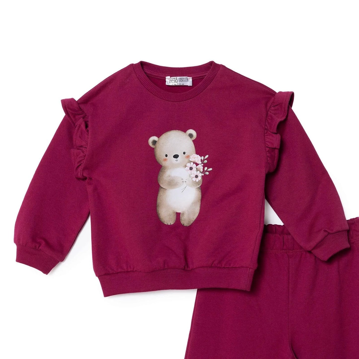HelloBaby Jogging Set - Maroon - mezetto ebebek ebebek