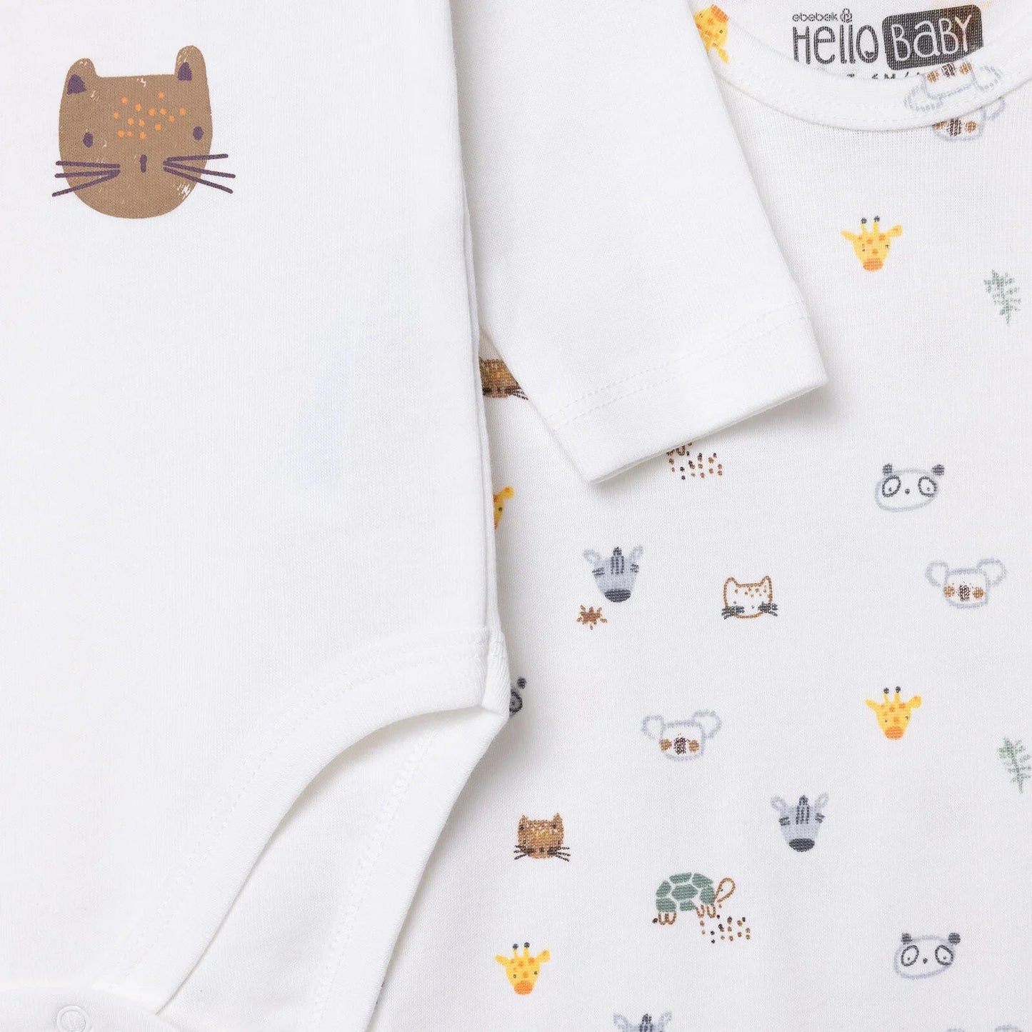 HelloBaby Long Sleeve Body 2 Pack - Ecru - mezetto ebebek ebebek