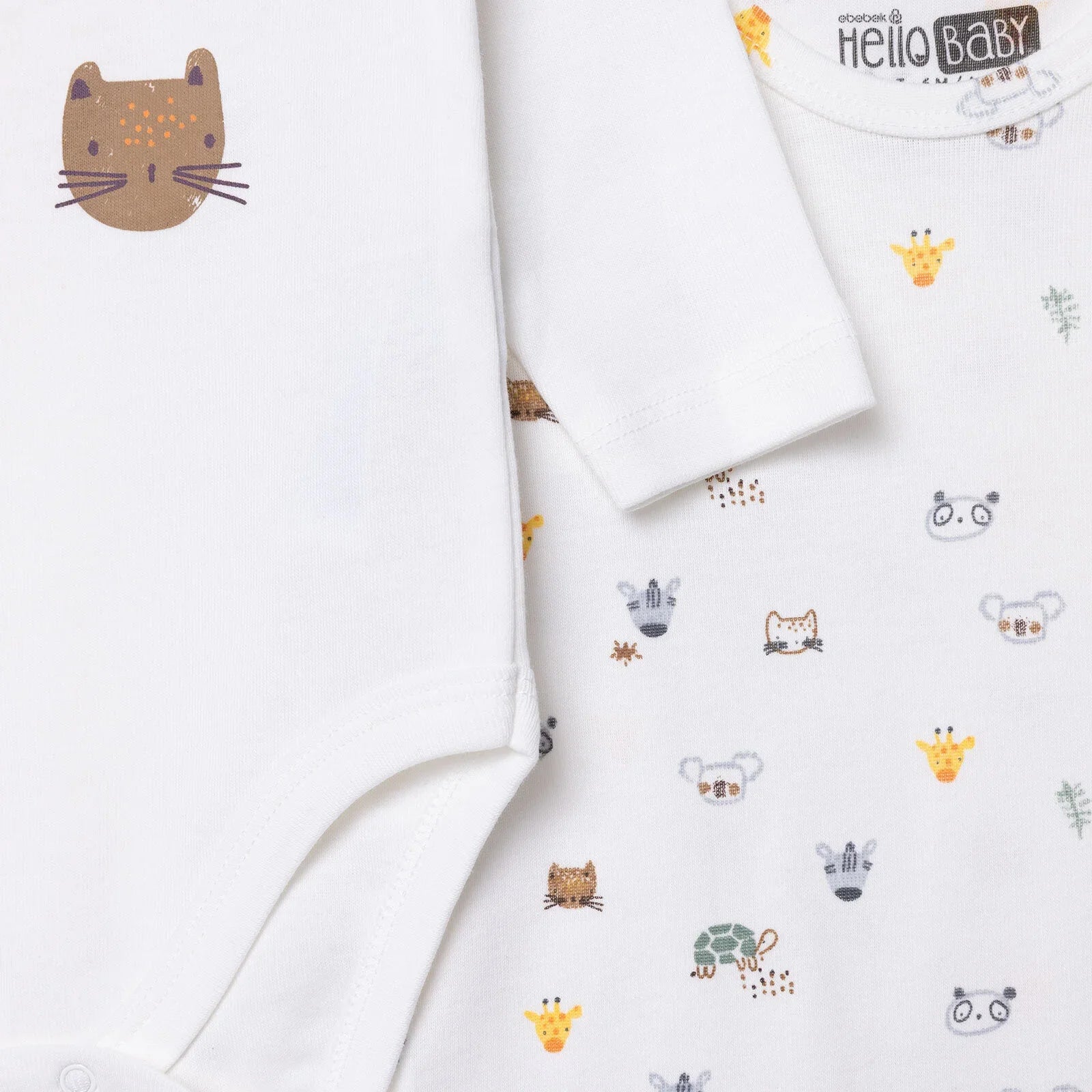 HelloBaby Long Sleeve Body 2 Pack - Ecru - mezetto ebebek ebebek