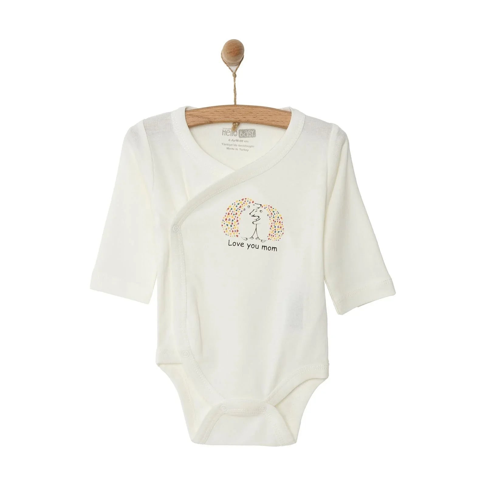 HelloBaby Long Sleeve Bodysuit - Ecru - mezetto ebebek ebebek