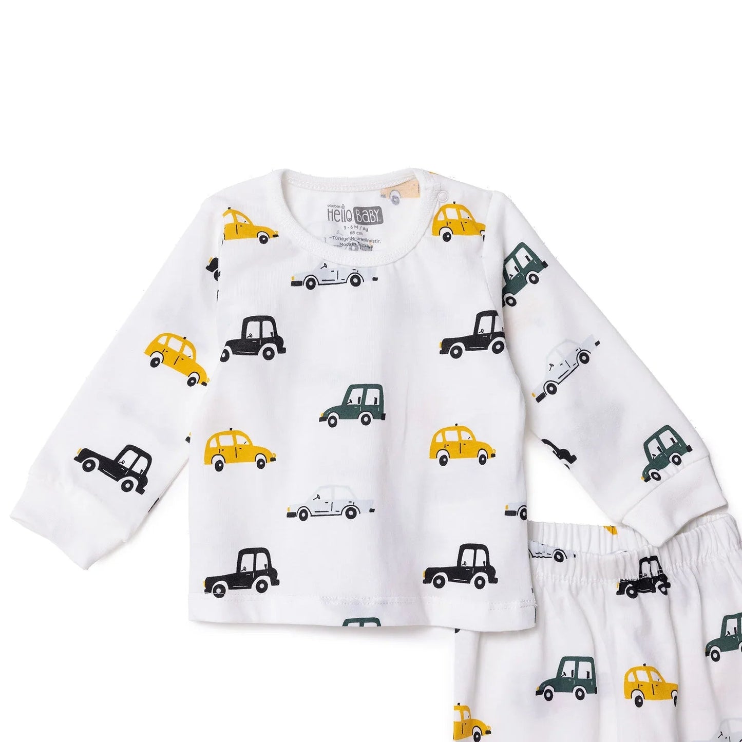 HelloBaby Long Sleeve Pyjamas Set - Ecru - mezetto ebebek ebebek