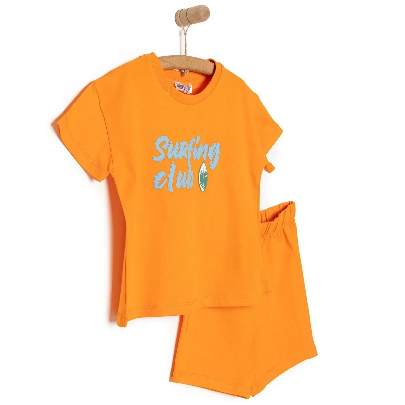 HelloBaby Motto Boy T-shirt & Short - Orange - mezetto ebebek ebebek